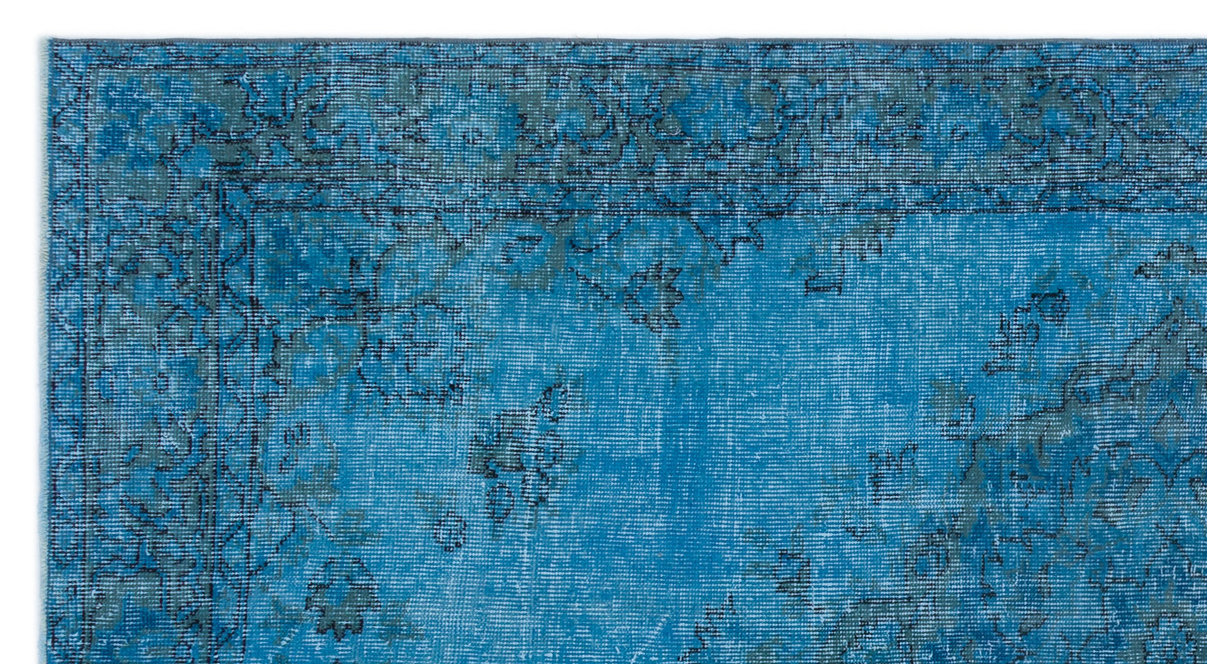 Atina Turquoise Vintage Wool Handmade Area Rug 4'4" x 8'2"