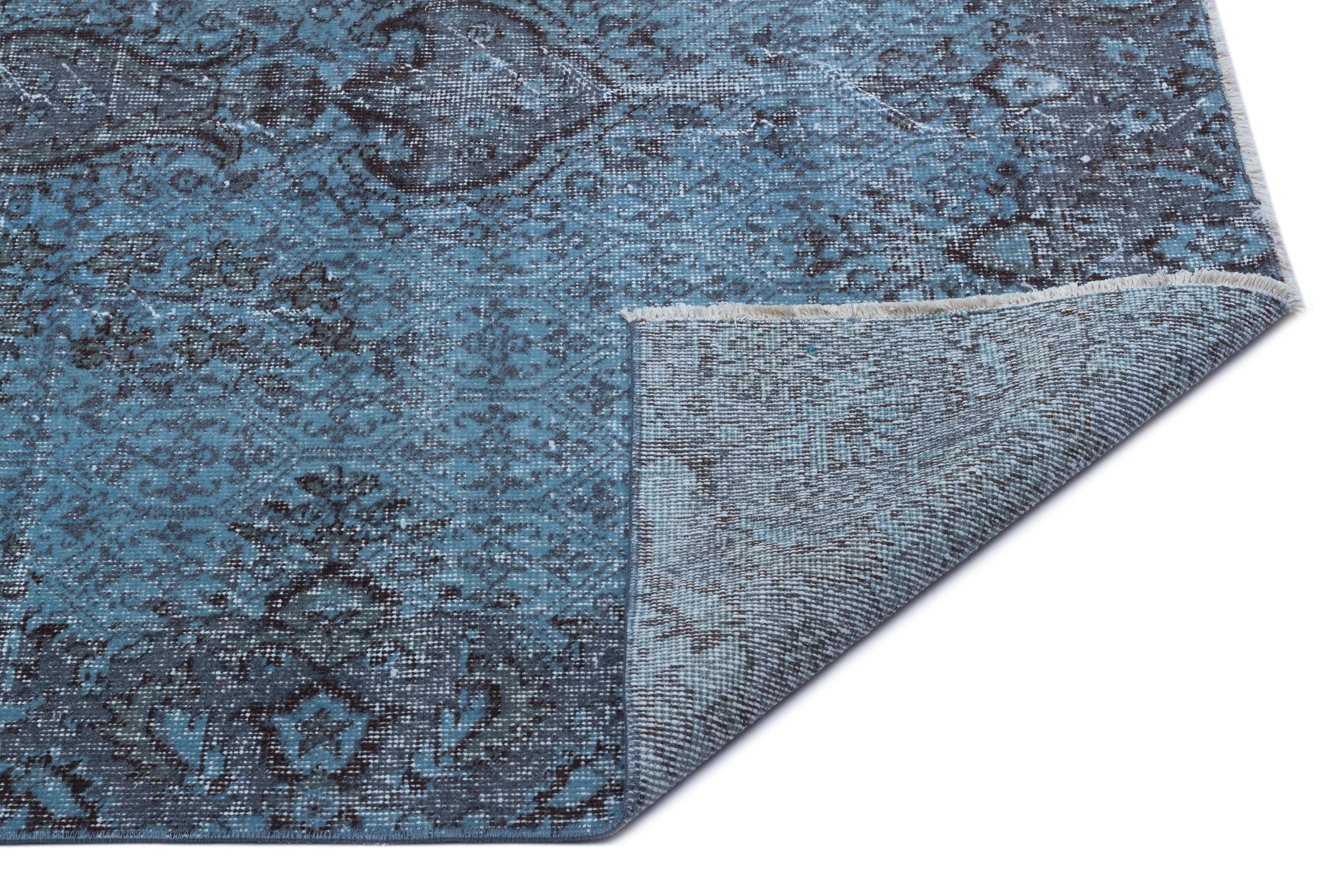 Atina Blue Vintage Wool Handmade Area Rug 4'11" x 8'7"