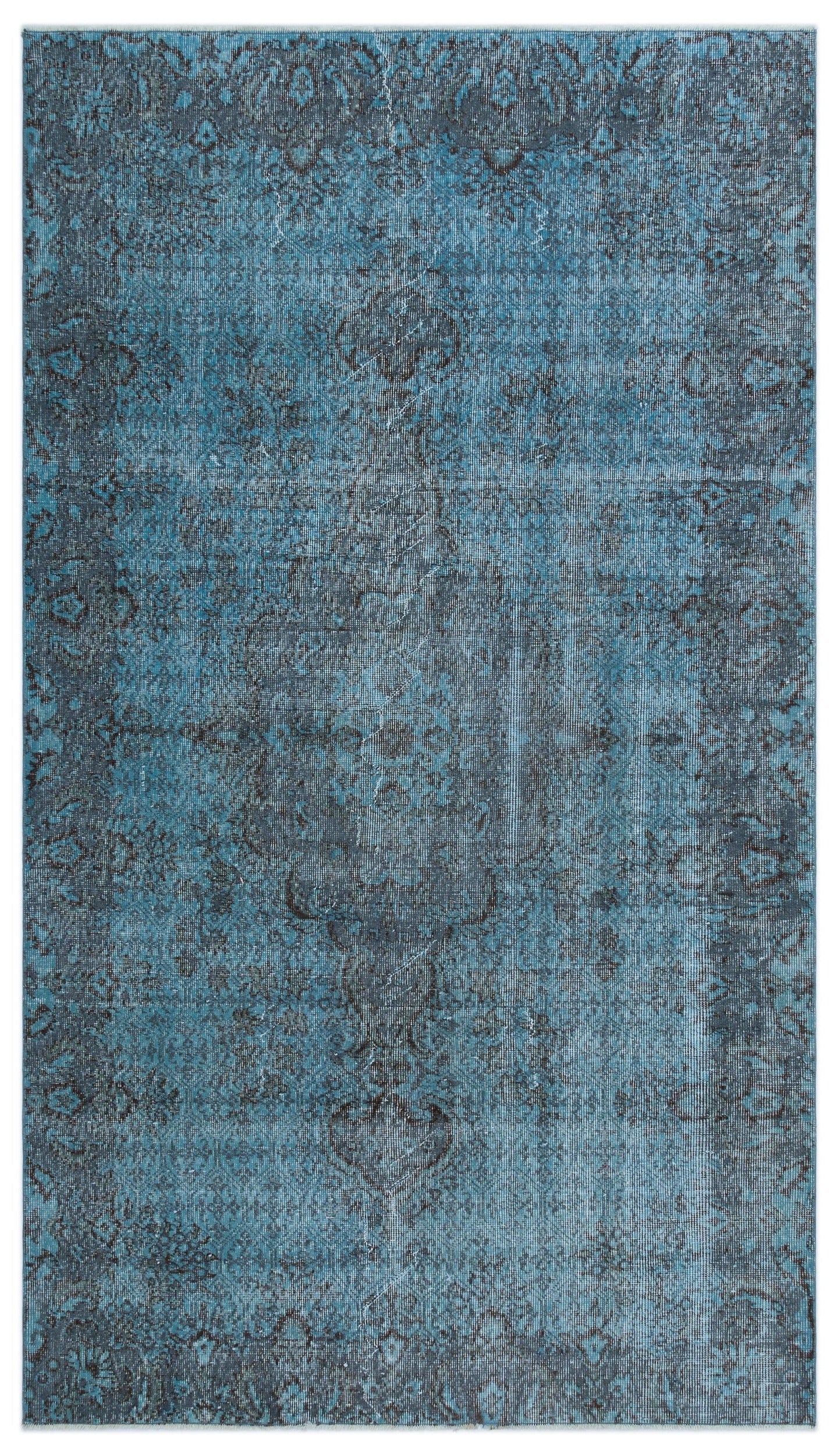 Atina Blue Vintage Wool Handmade Area Rug 4'11" x 8'7"