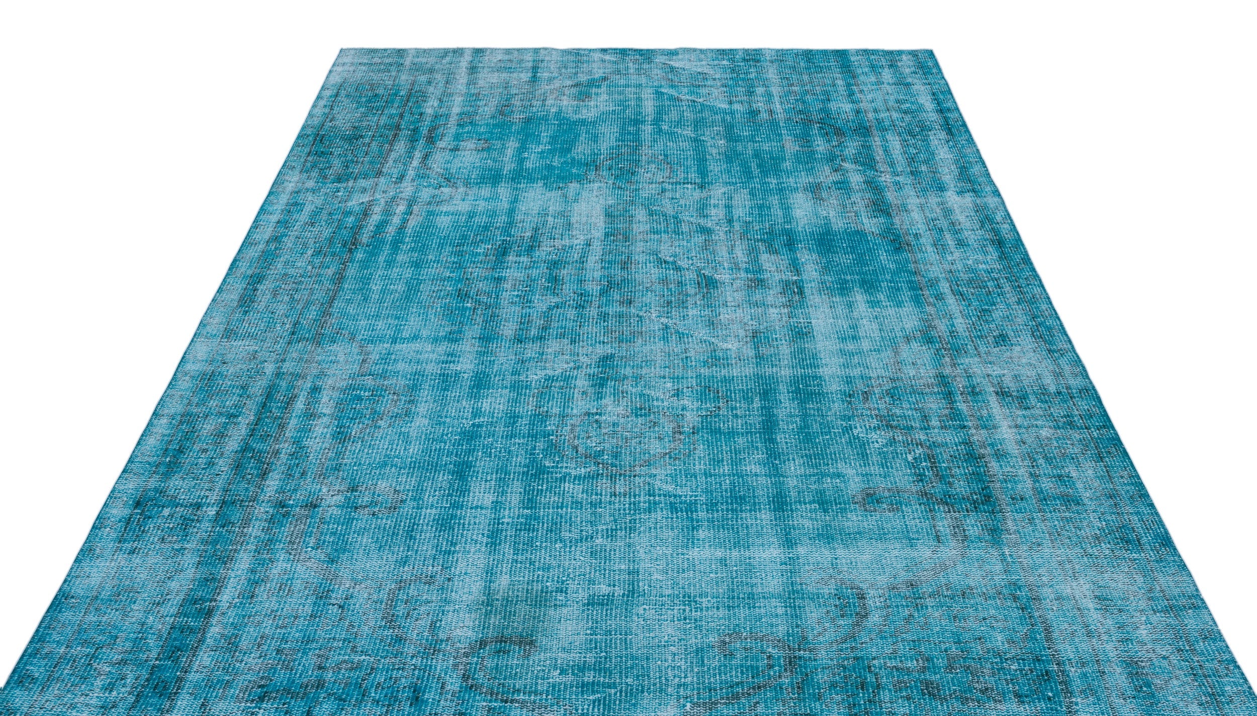Atina Turquoise Vintage Wool Handmade Area Rug 6'0" x 9'2"