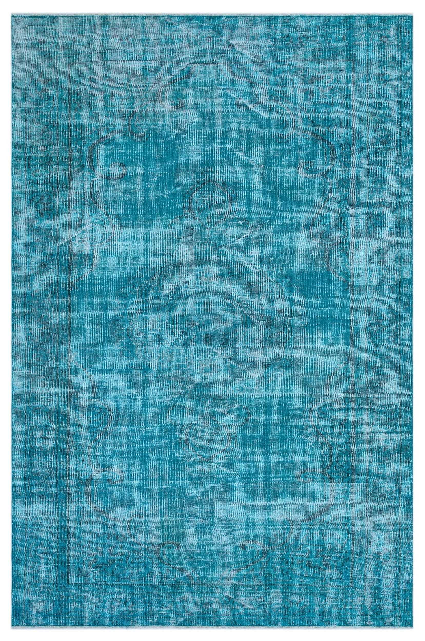 Atina Turquoise Vintage Wool Handmade Area Rug 6'0" x 9'2"