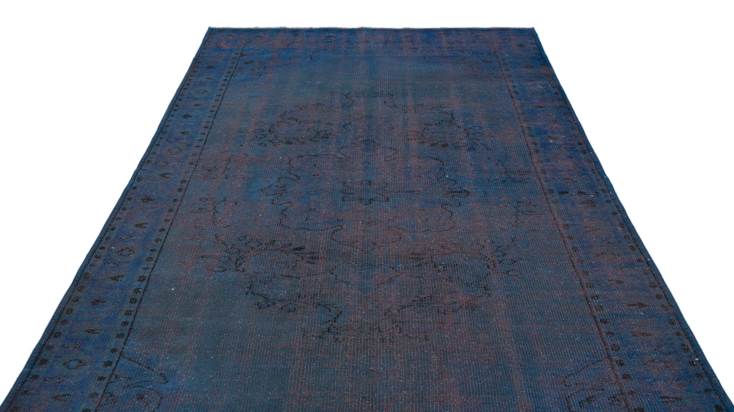 Atina Blue Vintage Wool Handmade Area Rug 6'3" x 9'6"