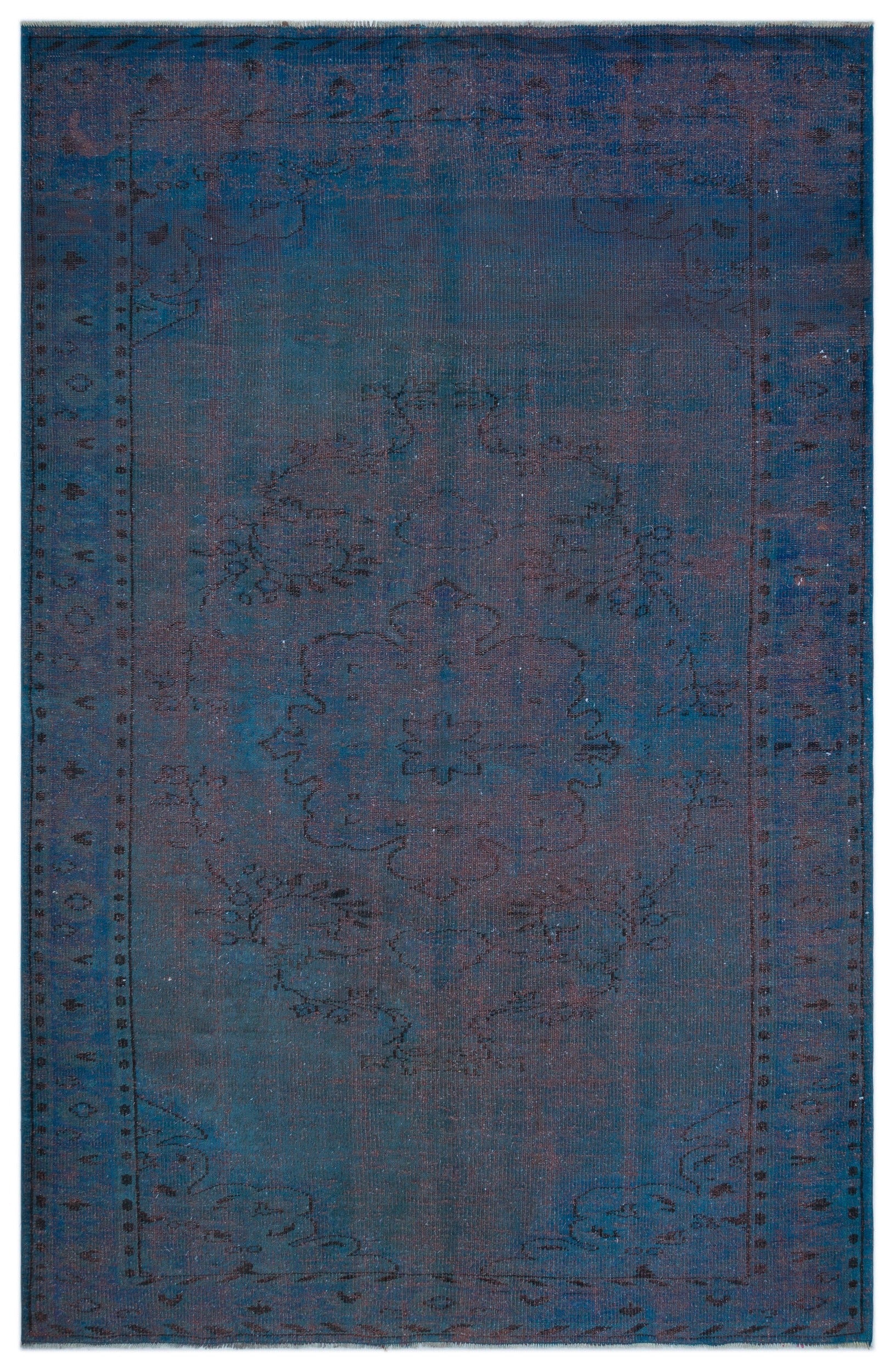 Atina Blue Vintage Wool Handmade Area Rug 6'3" x 9'6"