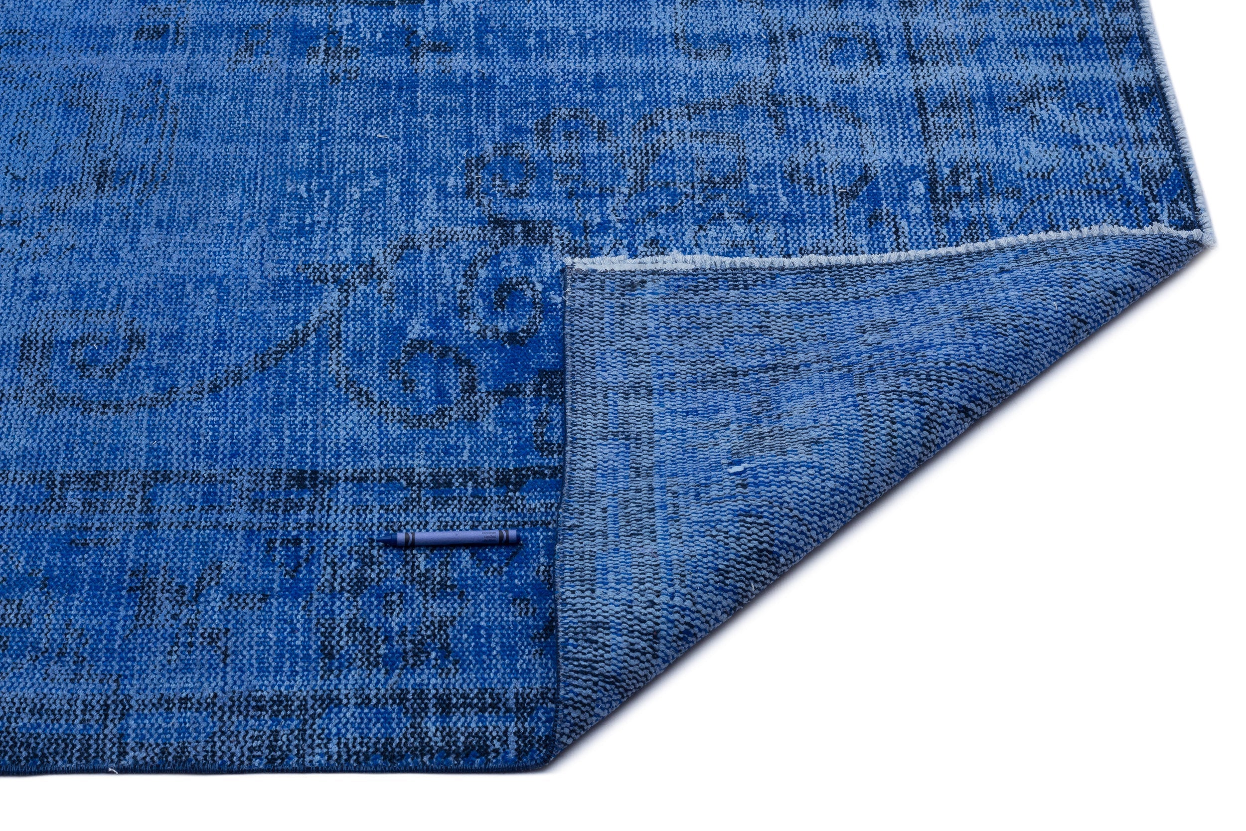 Atina Blue Vintage Wool Handmade Area Rug 5'7" x 9'7"
