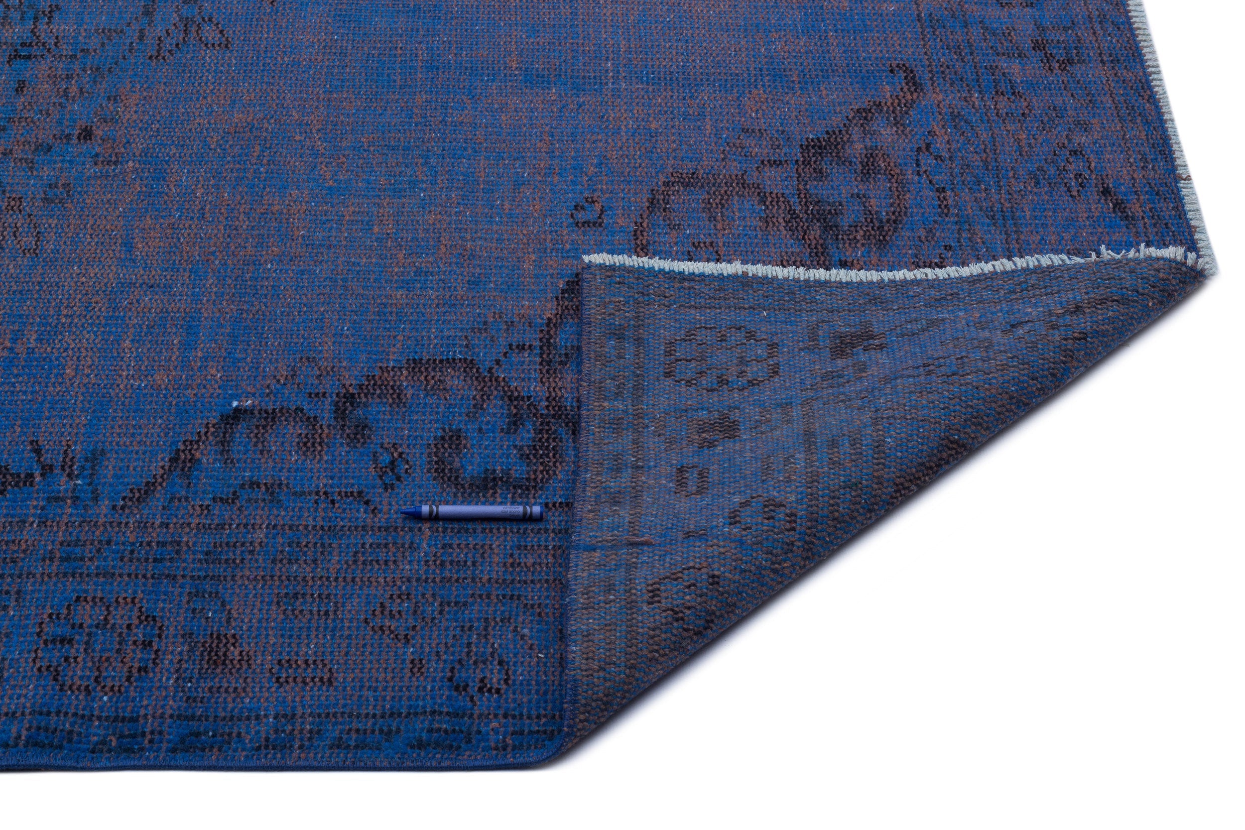 Atina Blue Vintage Wool Handmade Area Rug 5'6" x 9'1"