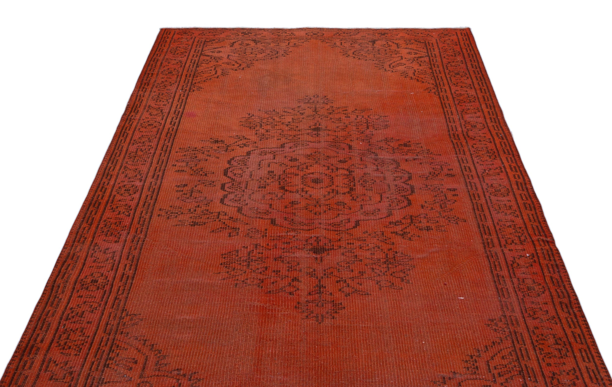 Atina Orange Vintage Wool Handmade Area Rug 5'4" x 8'0"