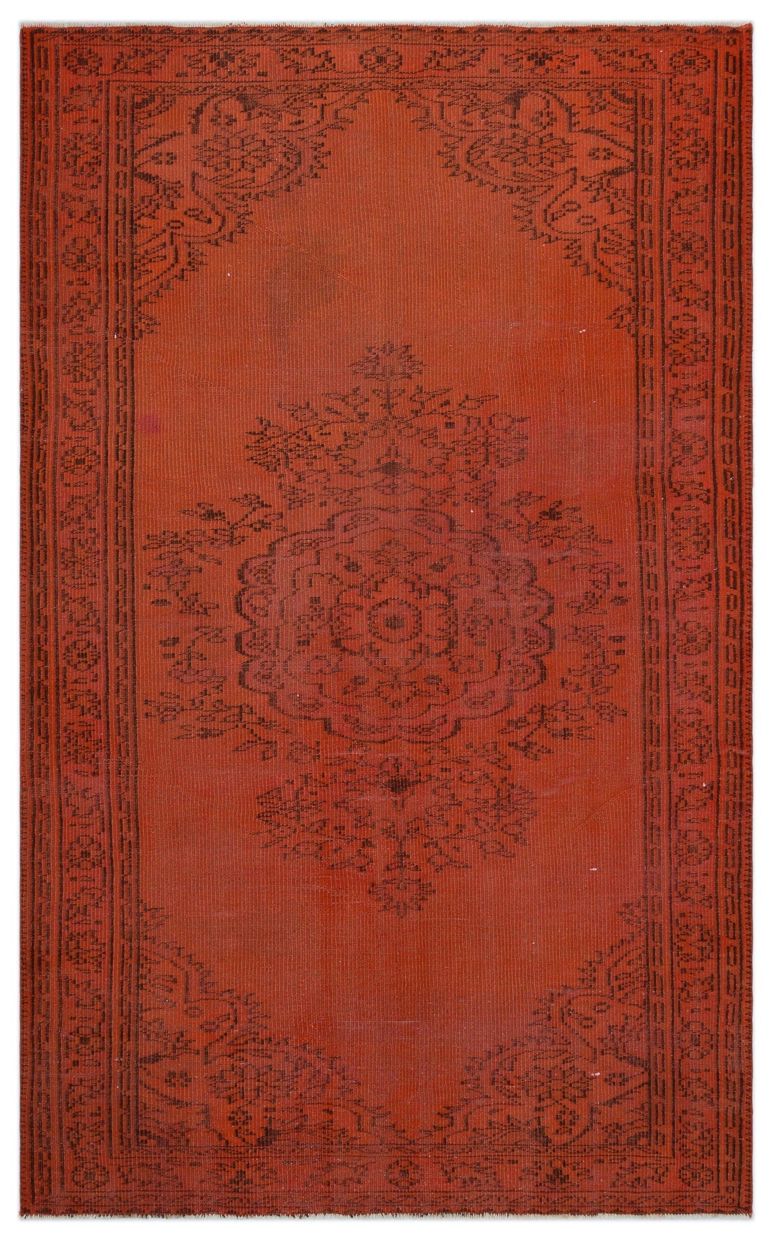 Atina Orange Vintage Wool Handmade Area Rug 5'4" x 8'0"