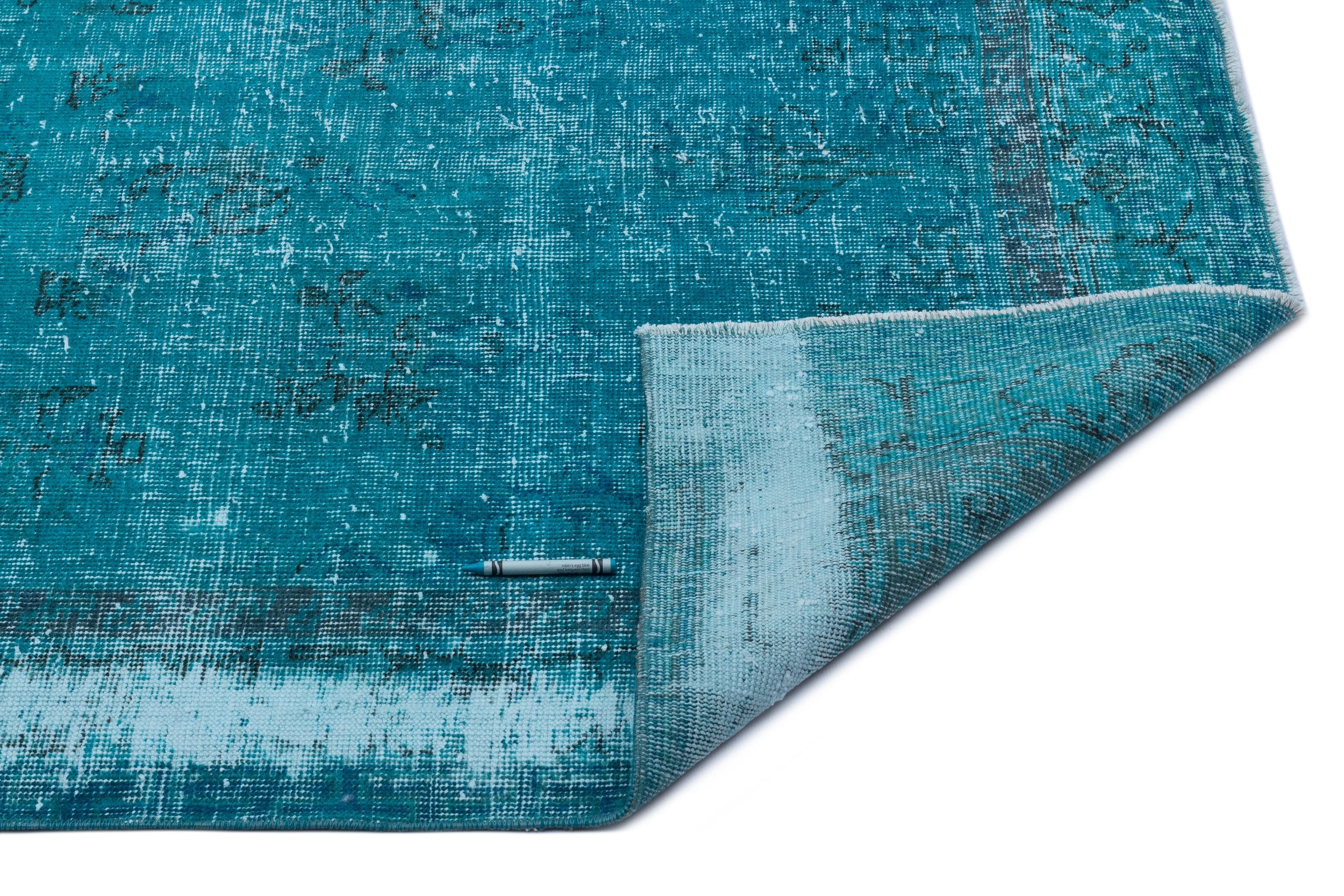Atina Turquoise Vintage Wool Handmade Area Rug 3'10" x 7'3"