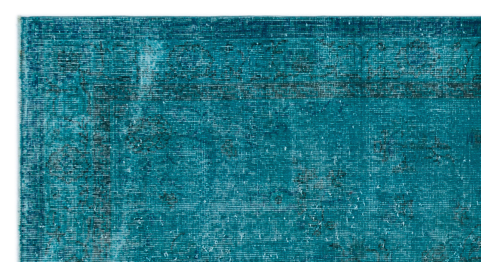 Atina Turquoise Vintage Wool Handmade Area Rug 3'10" x 7'3"