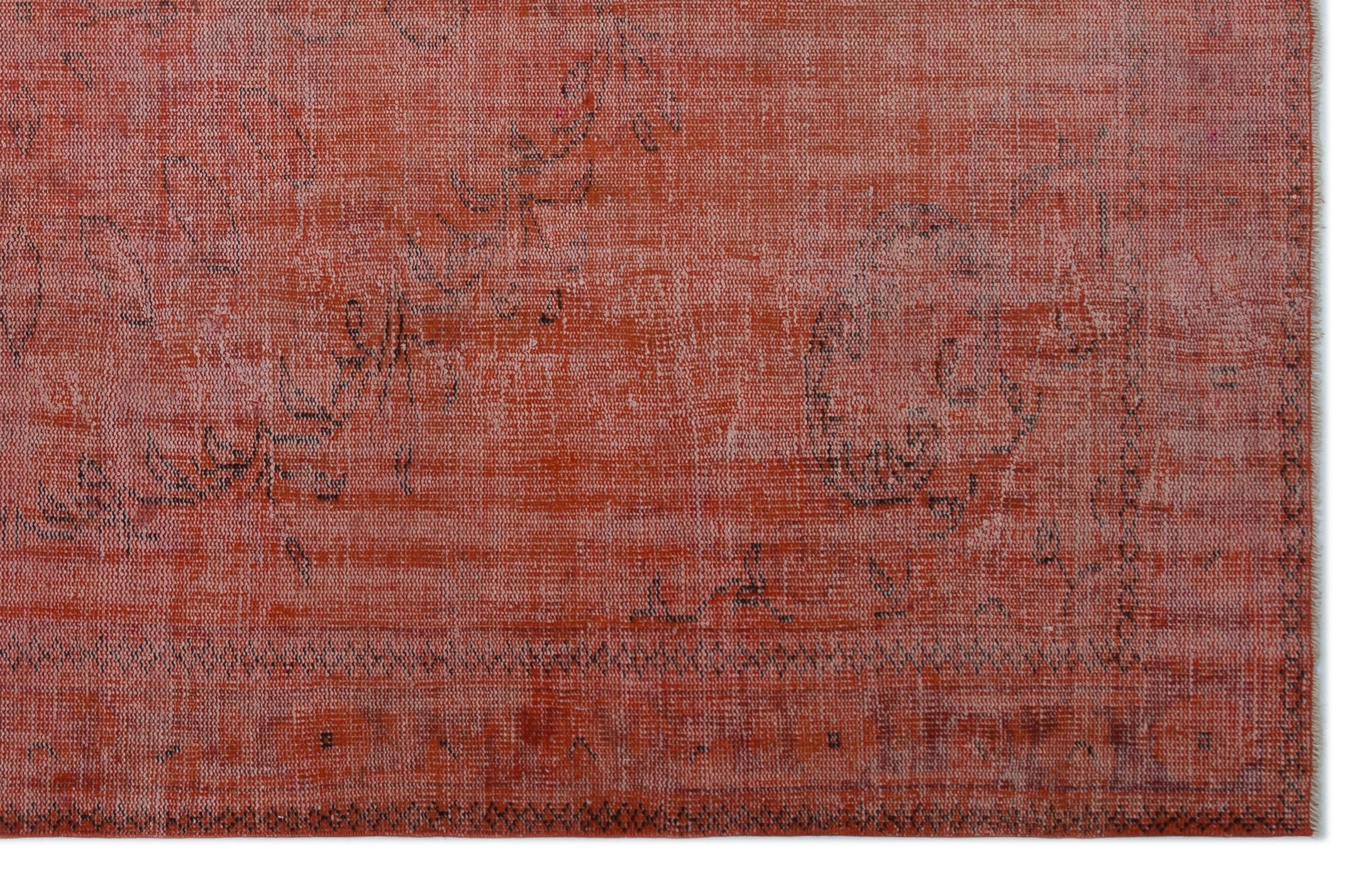 Atina Orange Vintage Wool Handmade Area Rug 6'6" x 10'1"