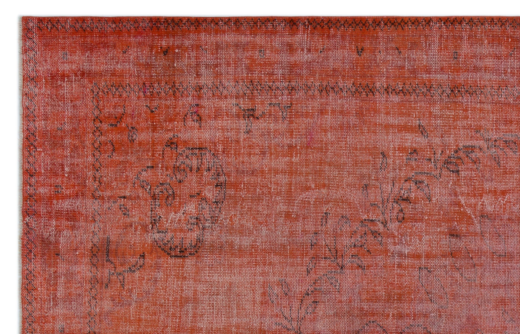Atina Orange Vintage Wool Handmade Area Rug 6'6" x 10'1"