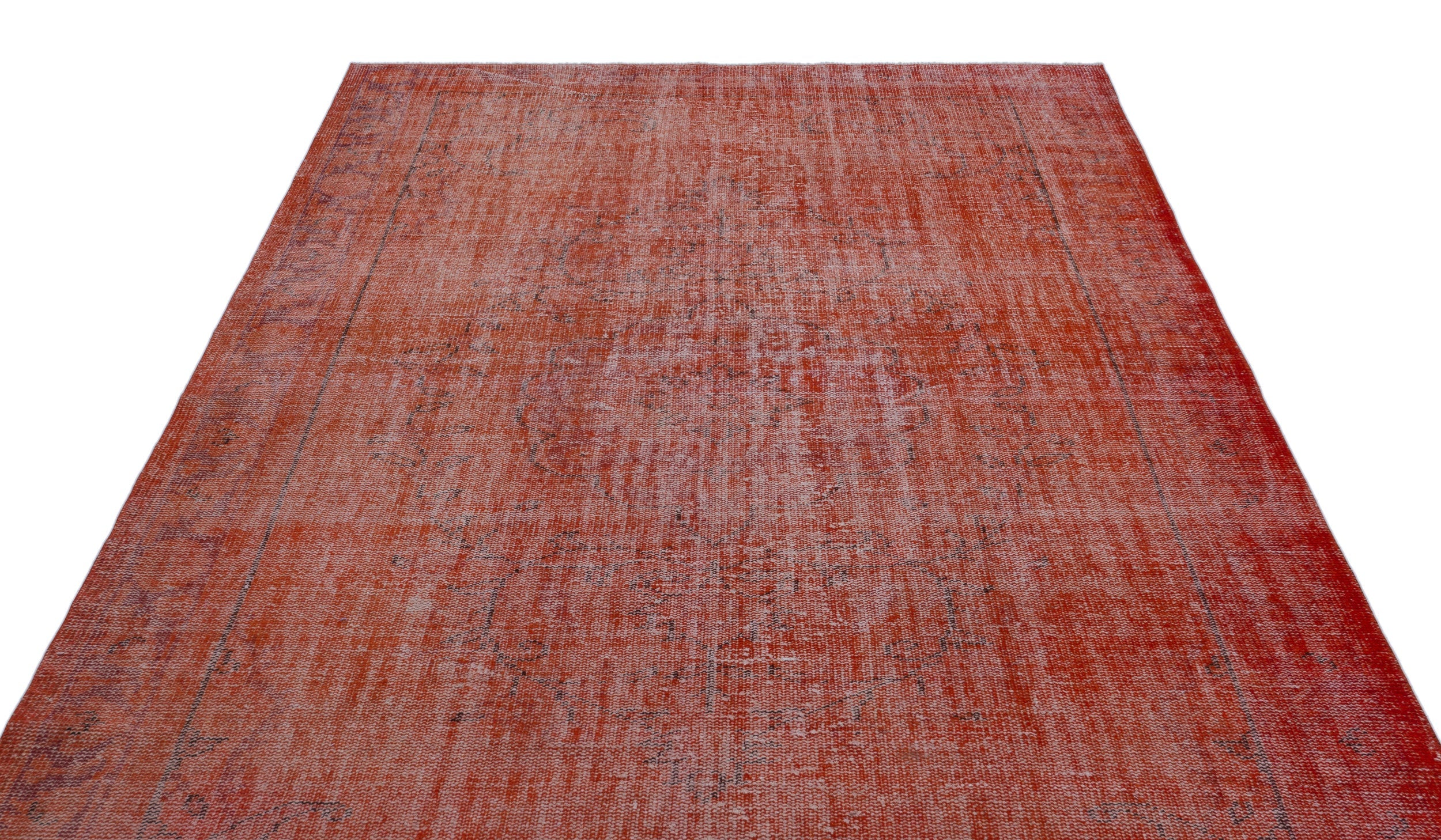 Atina Orange Vintage Wool Handmade Area Rug 6'2" x 10'0"