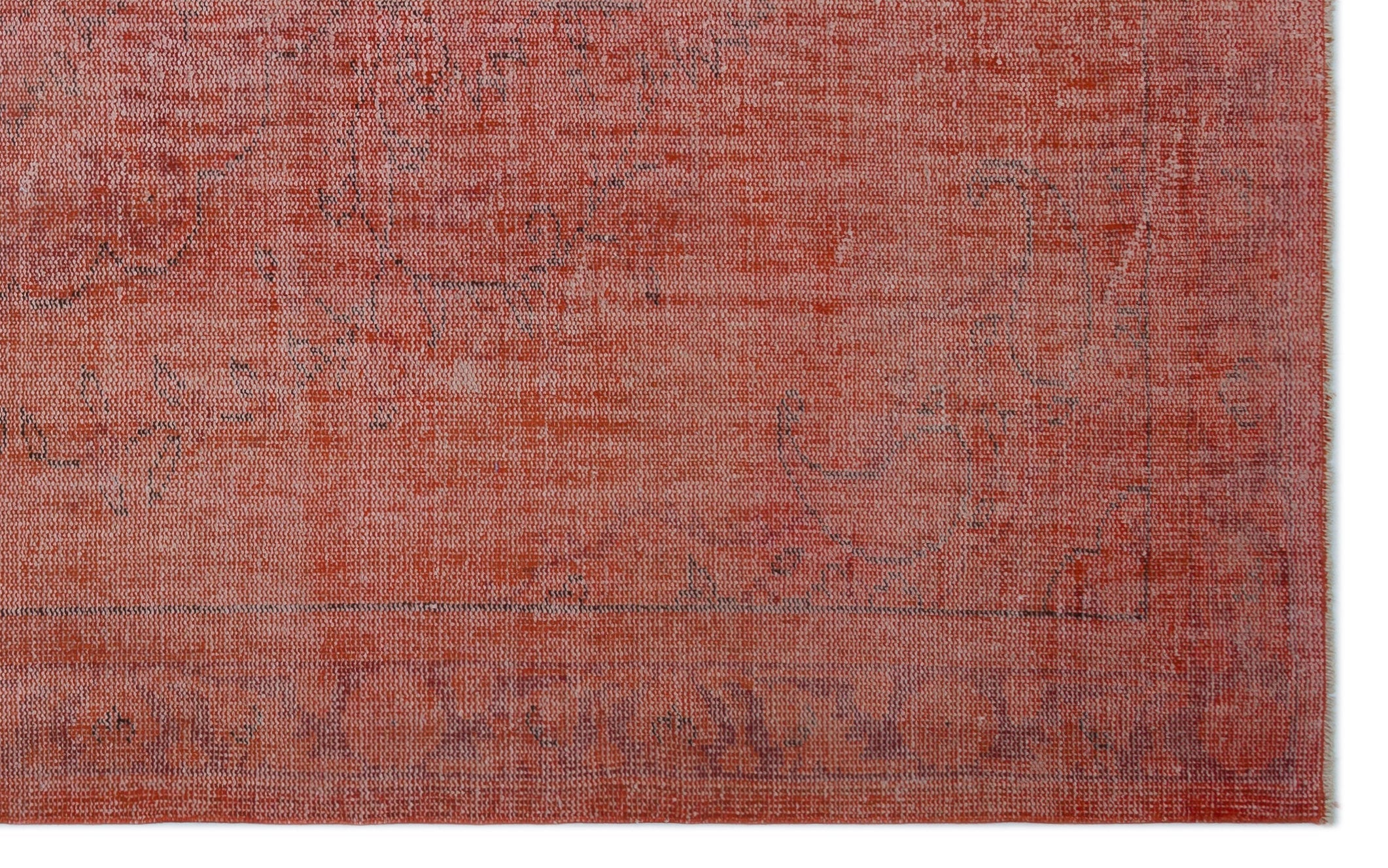 Atina Orange Vintage Wool Handmade Area Rug 6'2" x 10'0"