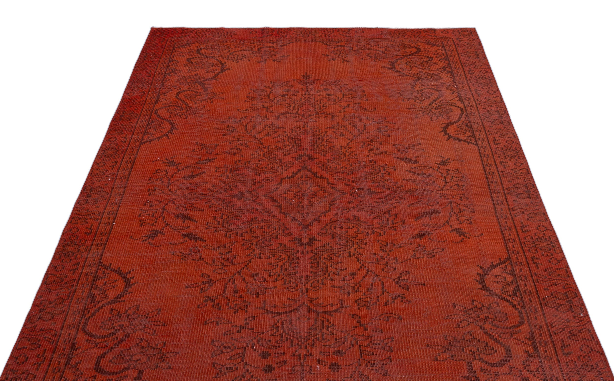 Atina Orange Vintage Wool Handmade Area Rug 5'3" x 9'2"