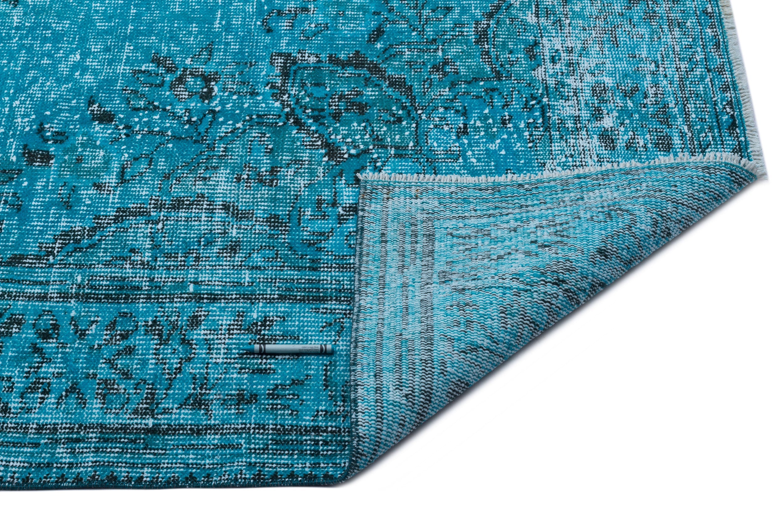 Atina Turquoise Vintage Wool Handmade Area Rug 6'3" x 10'4"