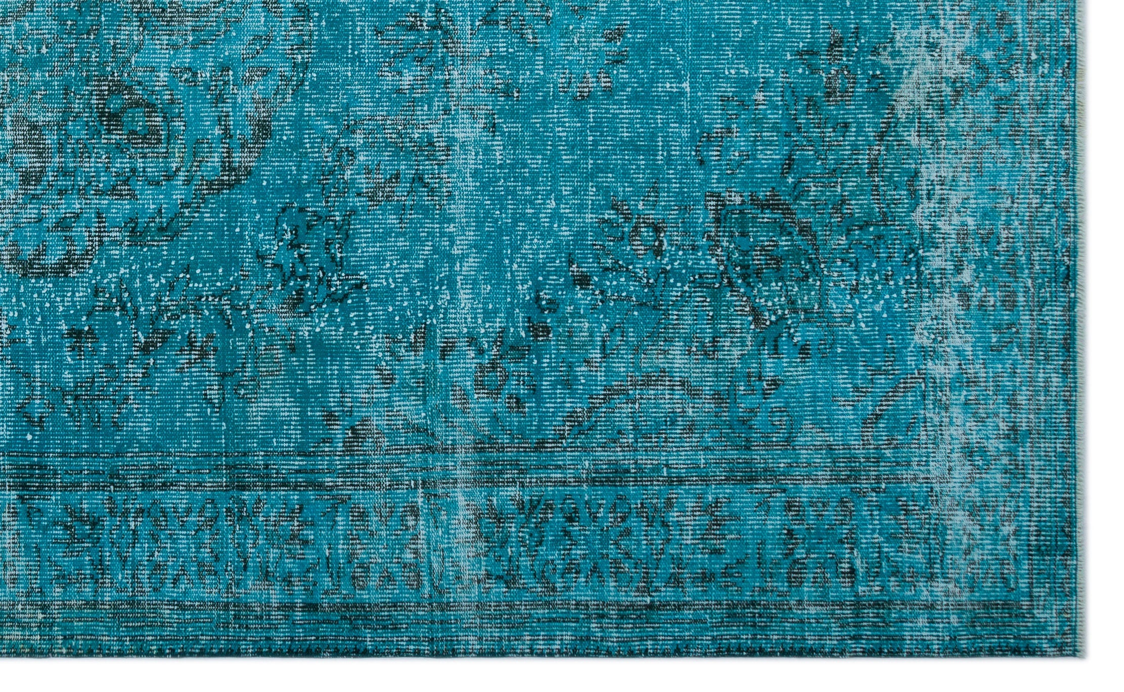 Atina Turquoise Vintage Wool Handmade Area Rug 6'3" x 10'4"