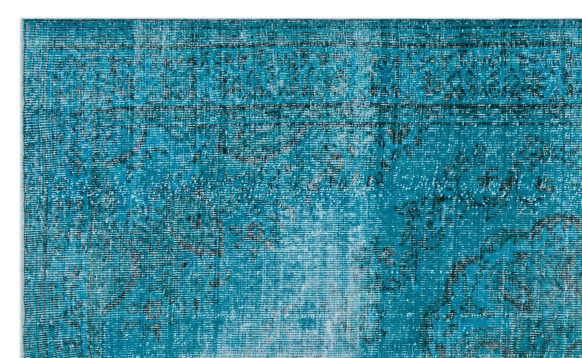 Atina Turquoise Vintage Wool Handmade Area Rug 6'3" x 10'4"