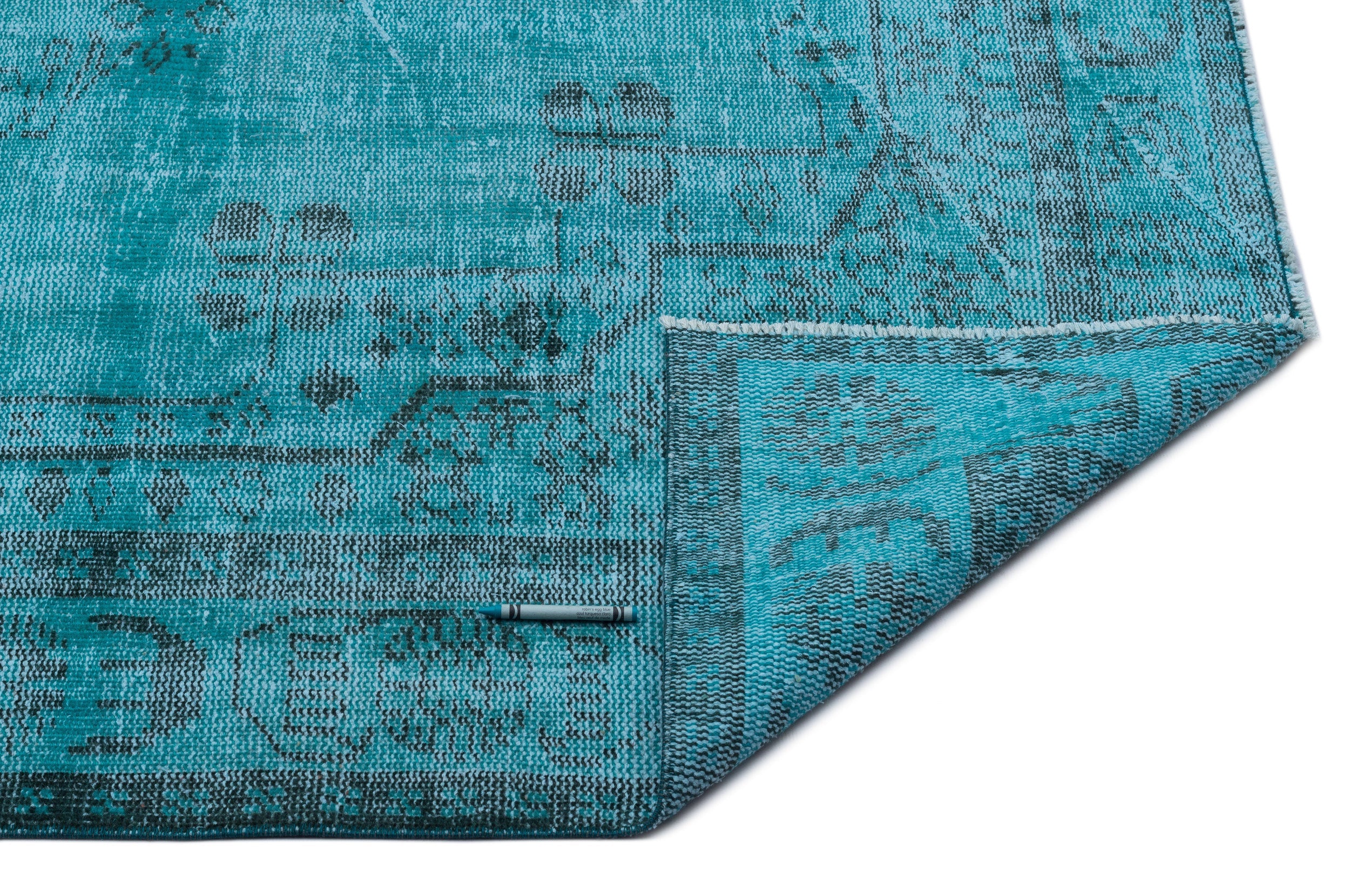 Atina Turquoise Vintage Wool Handmade Area Rug 6'3" x 9'3"