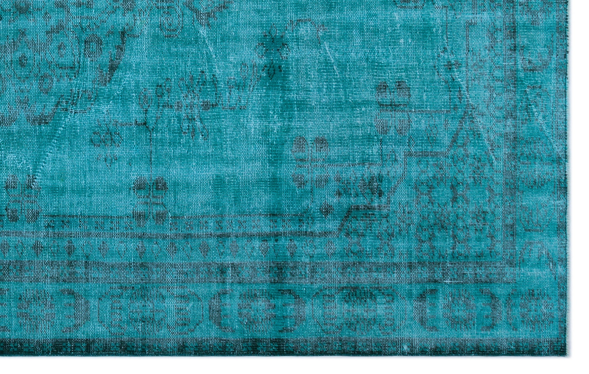 Atina Turquoise Vintage Wool Handmade Area Rug 6'3" x 9'3"