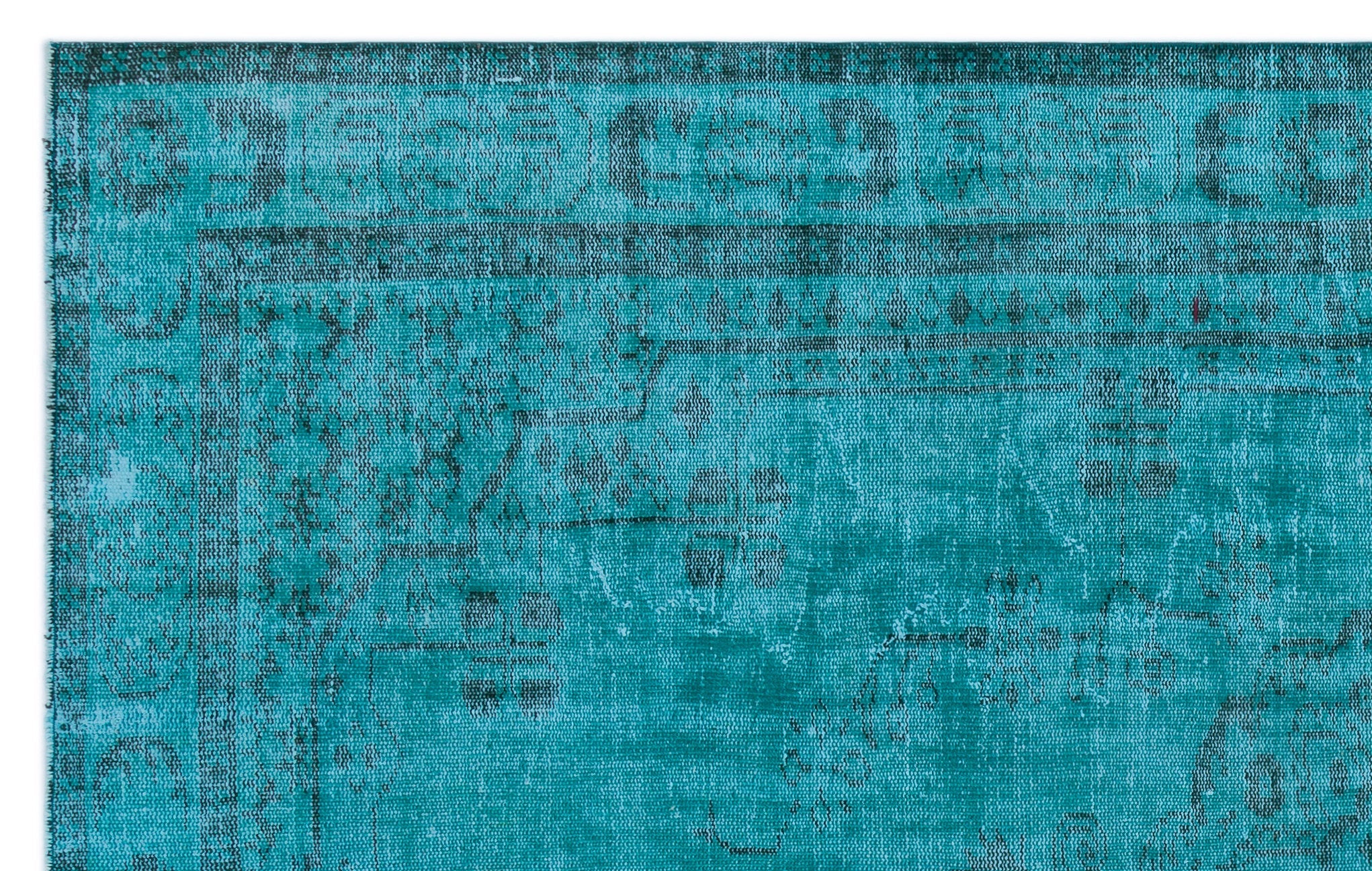 Atina Turquoise Vintage Wool Handmade Area Rug 6'3" x 9'3"