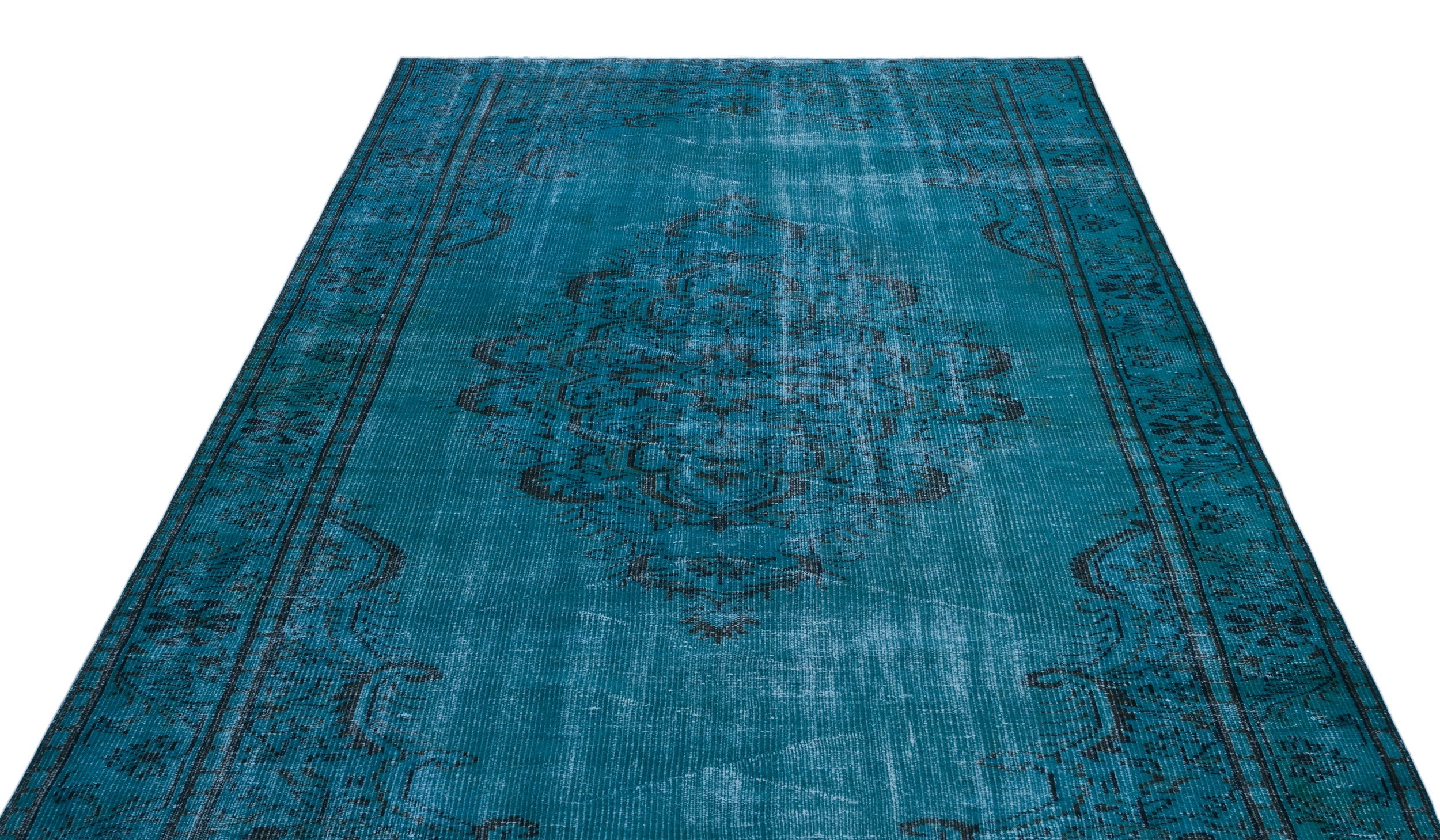 Atina Turquoise Vintage Wool Handmade Area Rug 6'0" x 9'10"