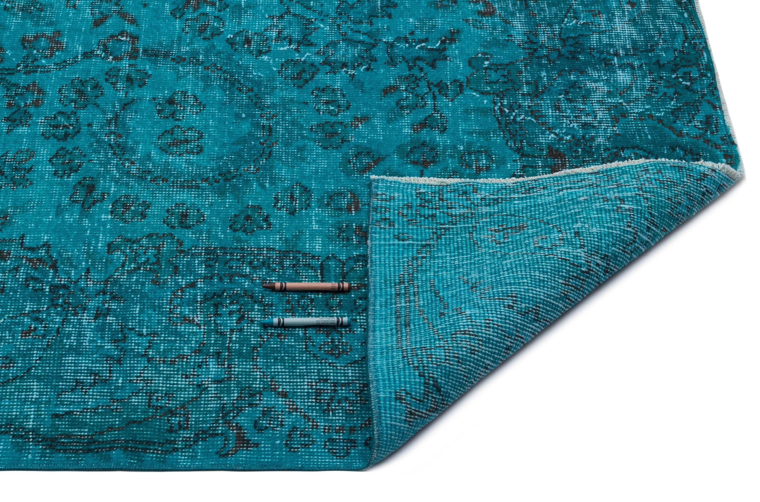 Atina Turquoise Vintage Wool Handmade Area Rug 5'9" x 9'2"