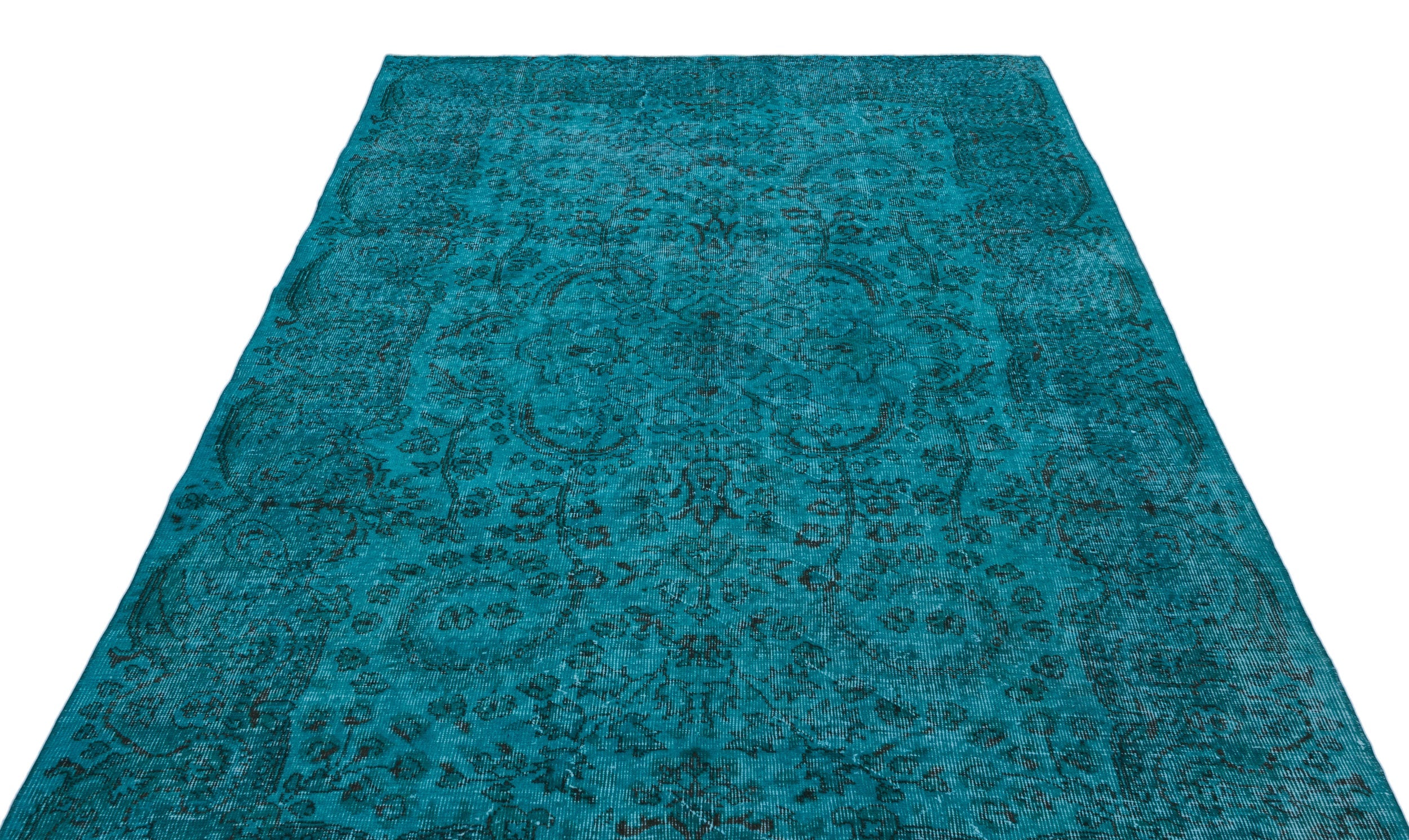 Atina Turquoise Vintage Wool Handmade Area Rug 5'9" x 9'2"