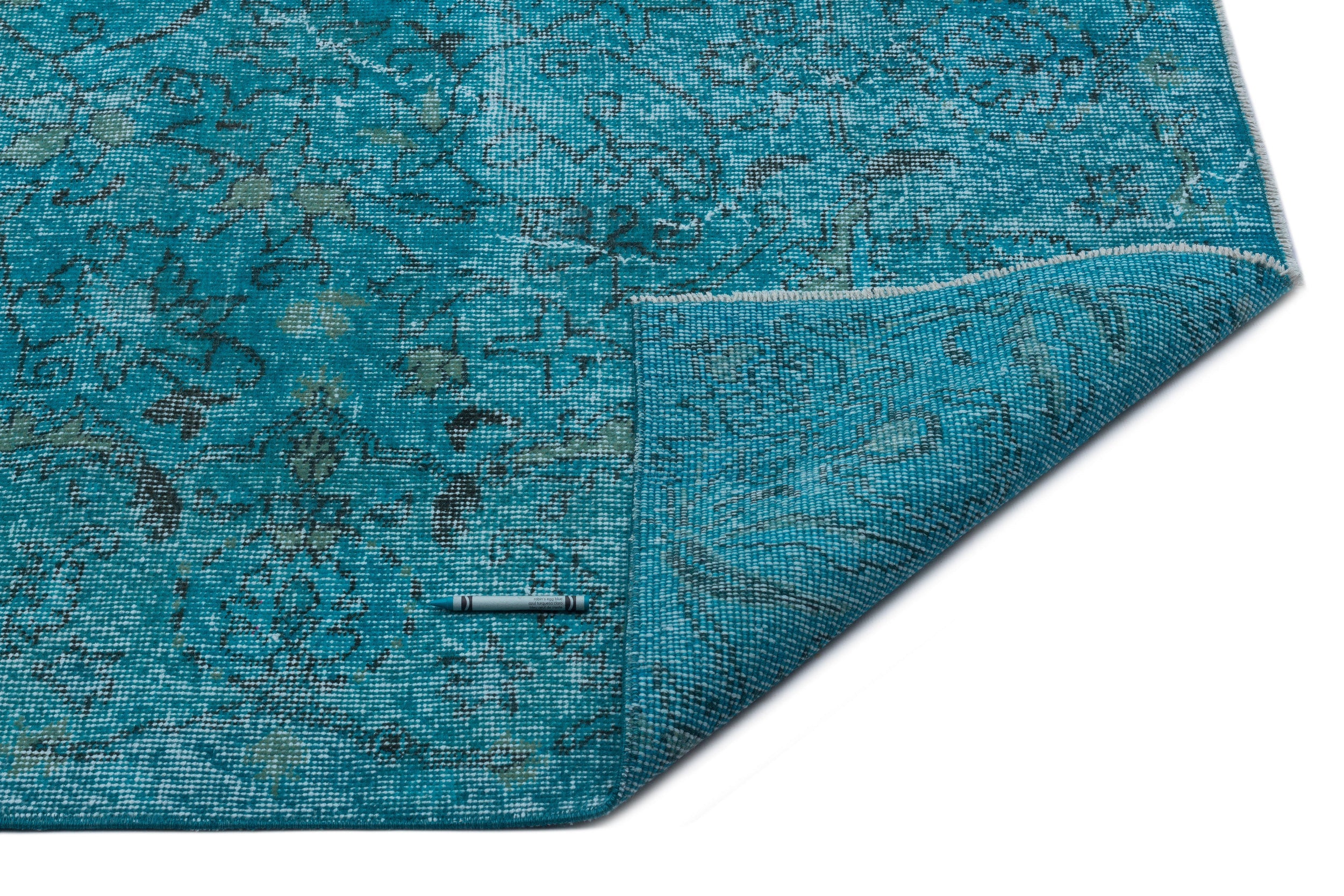Atina Turquoise Vintage Wool Handmade Area Rug 6'4" x 10'2"