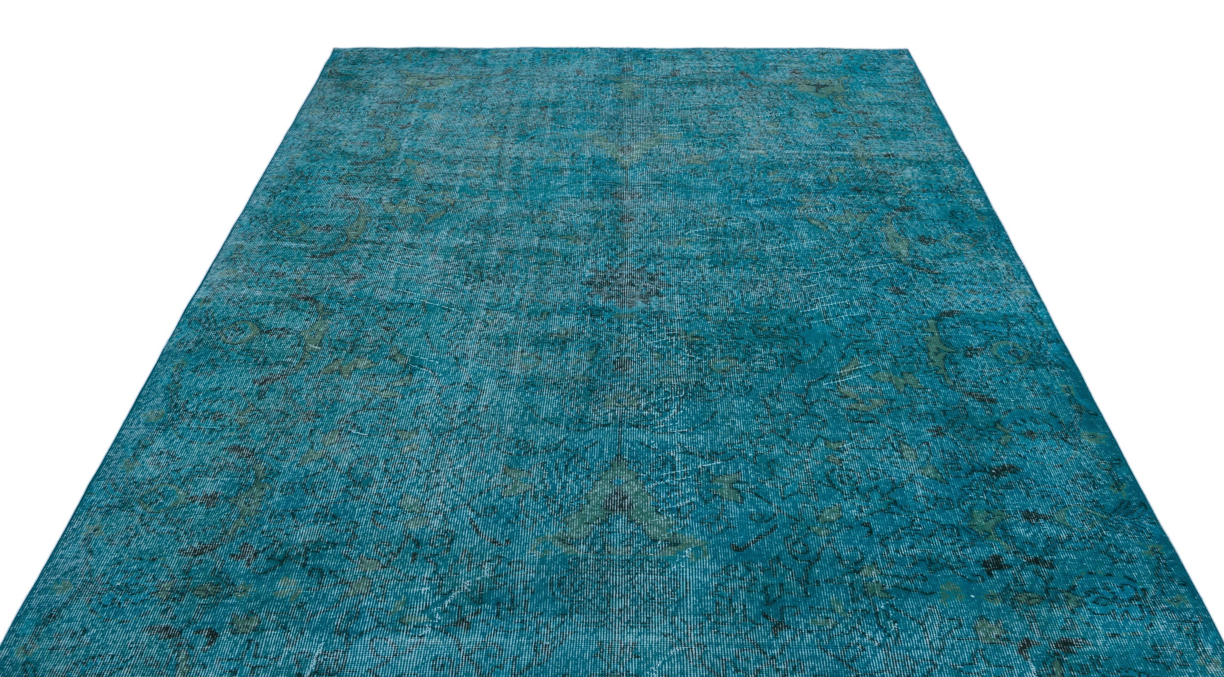 Atina Turquoise Vintage Wool Handmade Area Rug 6'4" x 10'2"