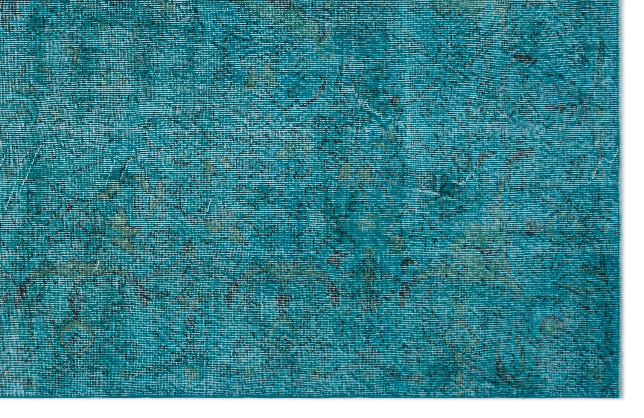Atina Turquoise Vintage Wool Handmade Area Rug 6'4" x 10'2"