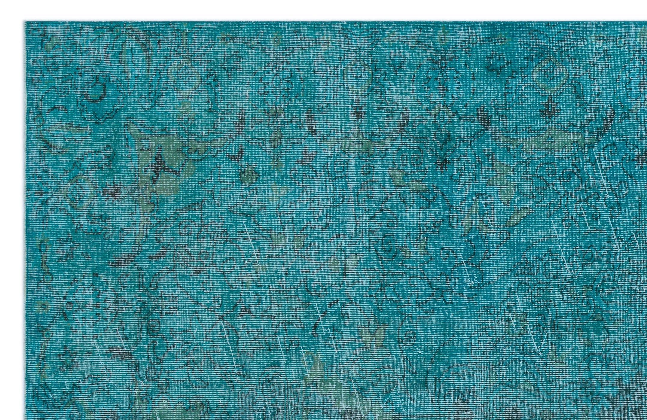 Atina Turquoise Vintage Wool Handmade Area Rug 6'4" x 10'2"