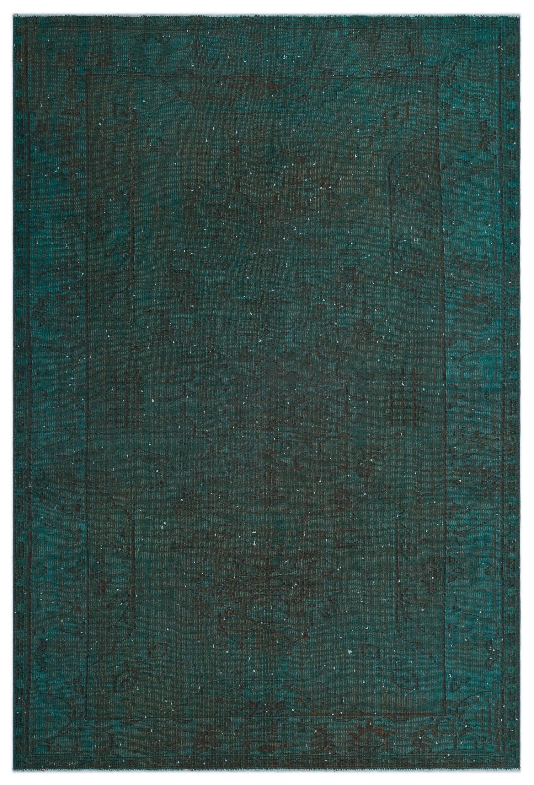 Atina Turquoise Vintage Wool Handmade Area Rug 6'1" x 9'0"