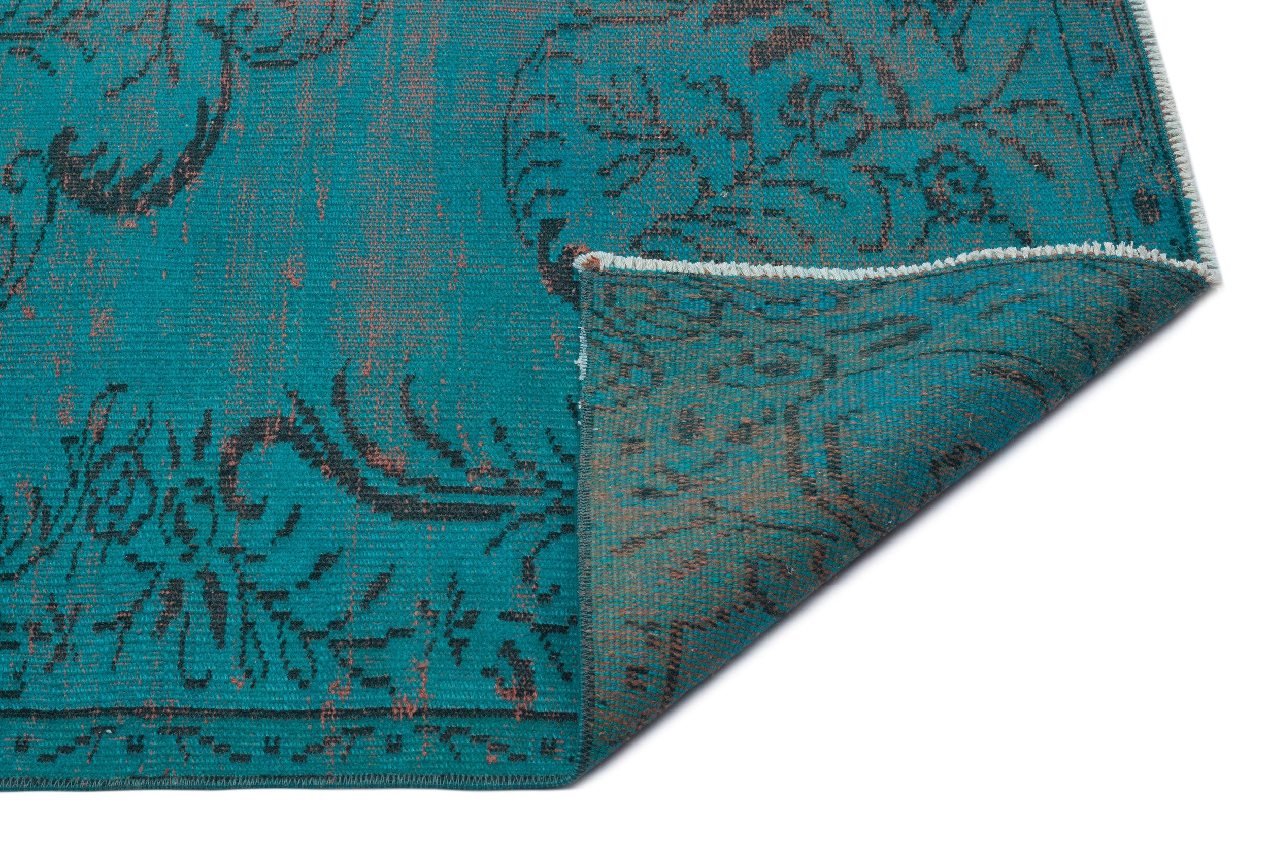 Atina Turquoise Vintage Wool Handmade Area Rug 6'1" x 9'5"