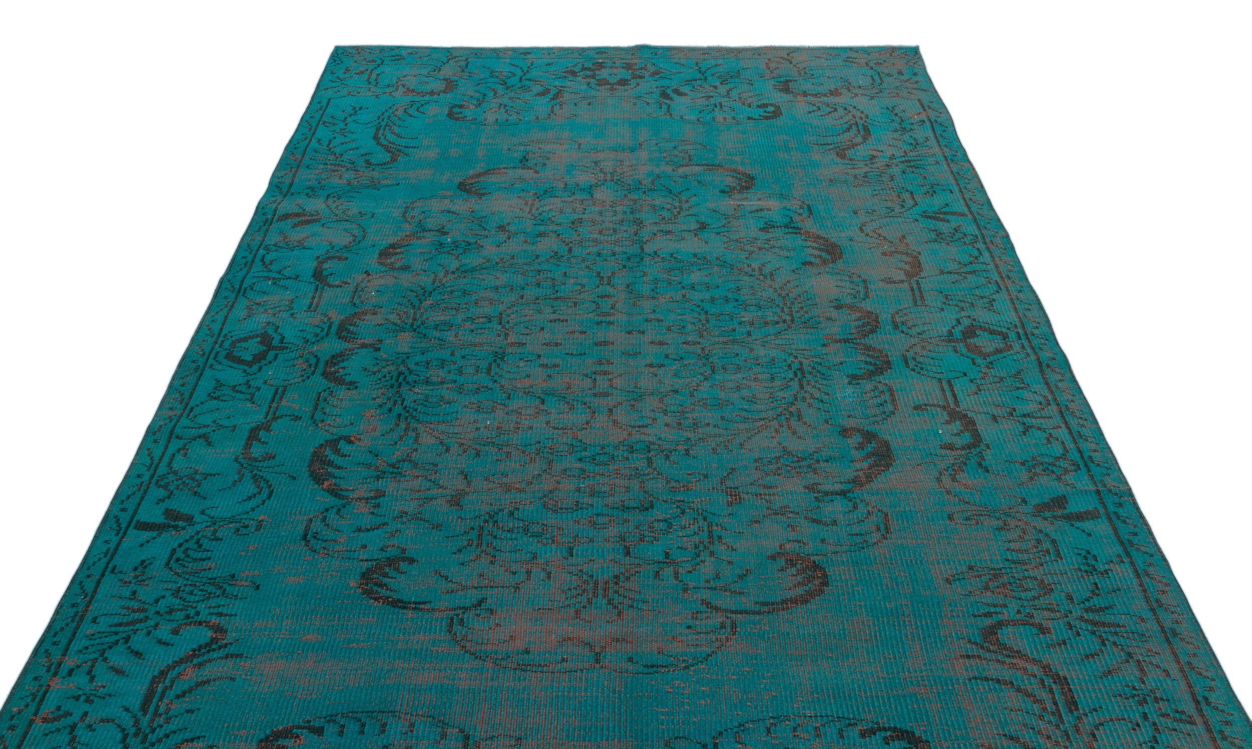 Atina Turquoise Vintage Wool Handmade Area Rug 6'1" x 9'5"