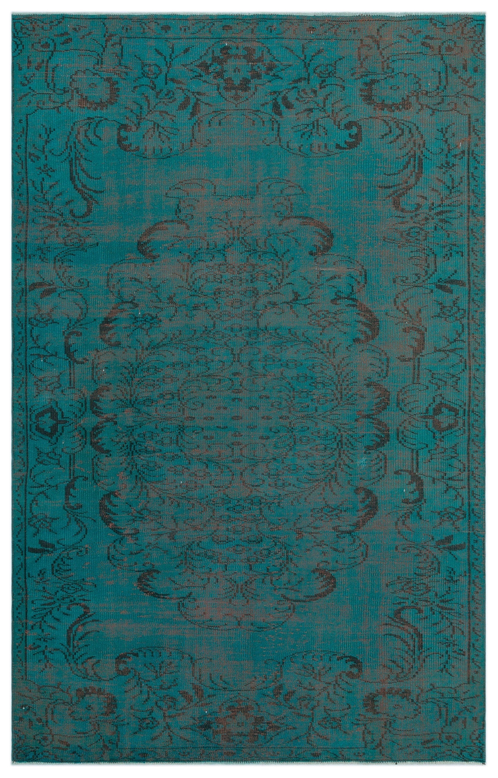 Atina Turquoise Vintage Wool Handmade Area Rug 6'1" x 9'5"