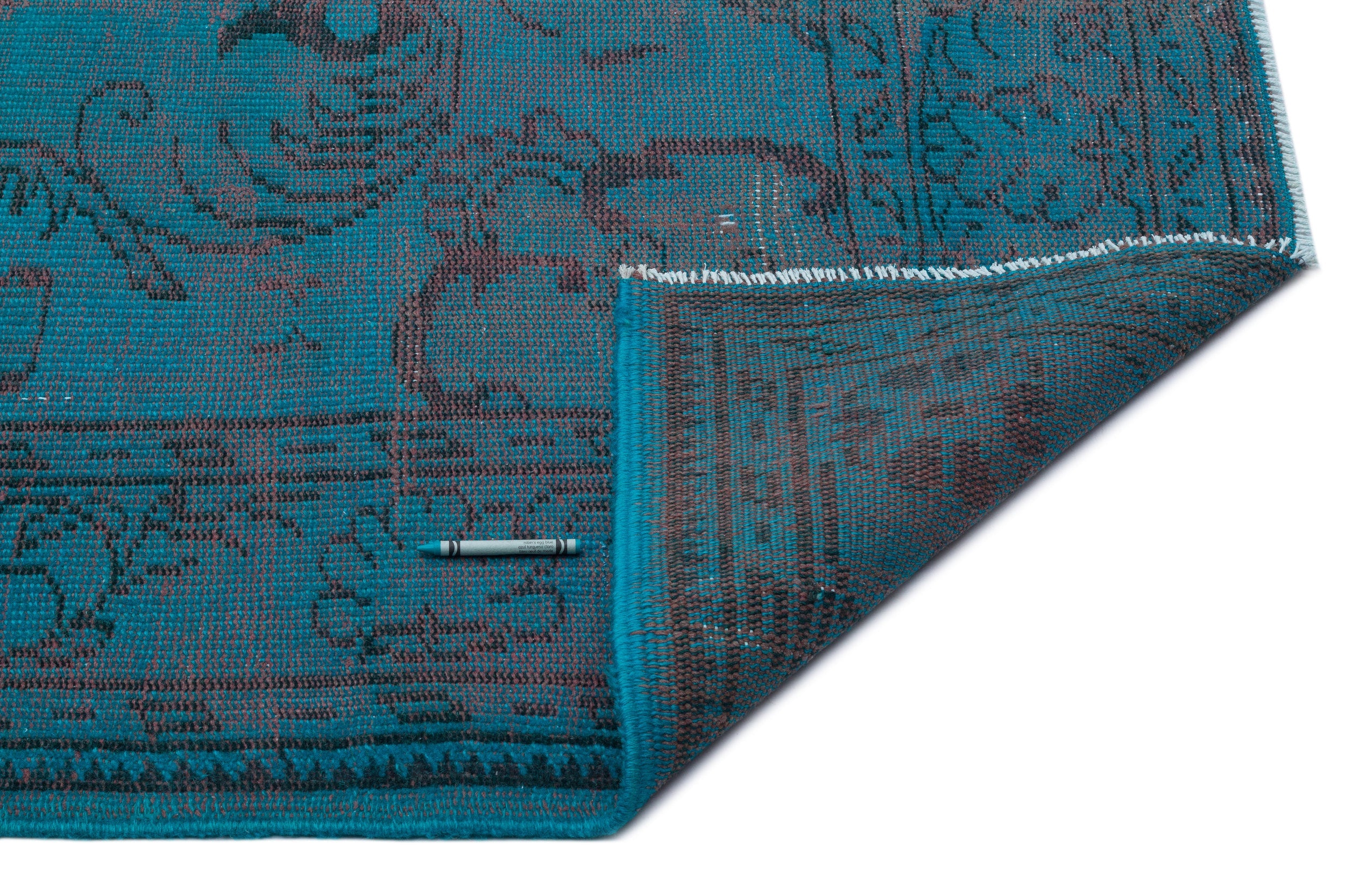 Atina Turquoise Vintage Wool Handmade Area Rug 6'5" x 9'7"