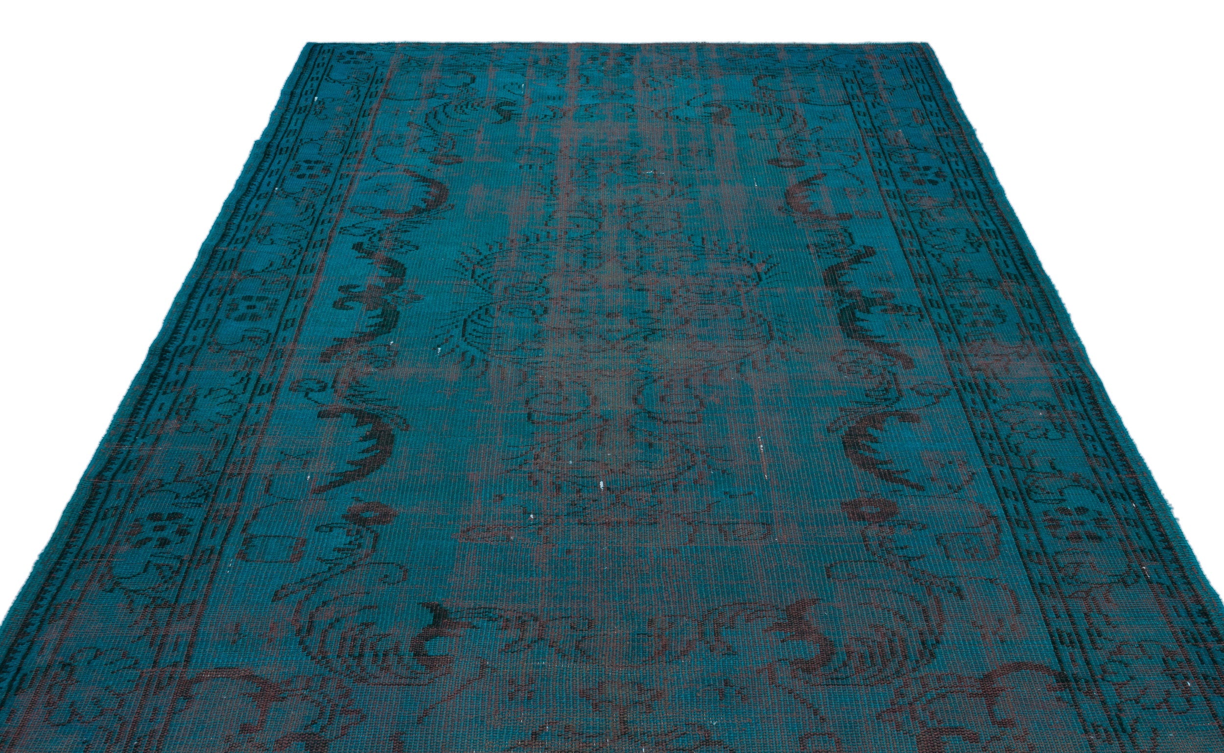 Atina Turquoise Vintage Wool Handmade Area Rug 6'5" x 9'7"