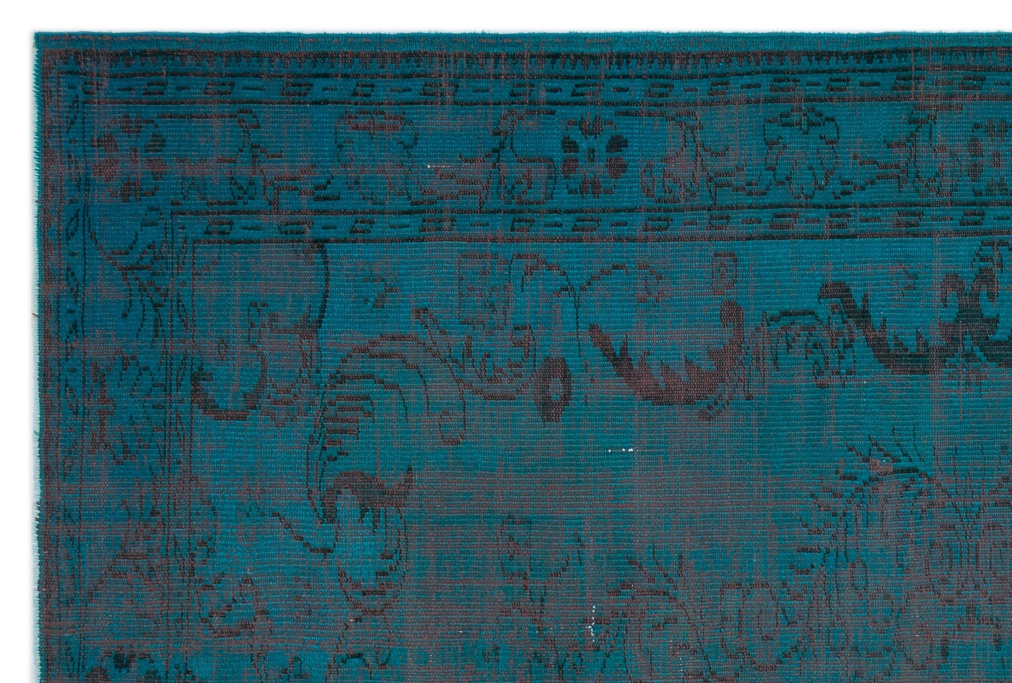 Atina Turquoise Vintage Wool Handmade Area Rug 6'5" x 9'7"
