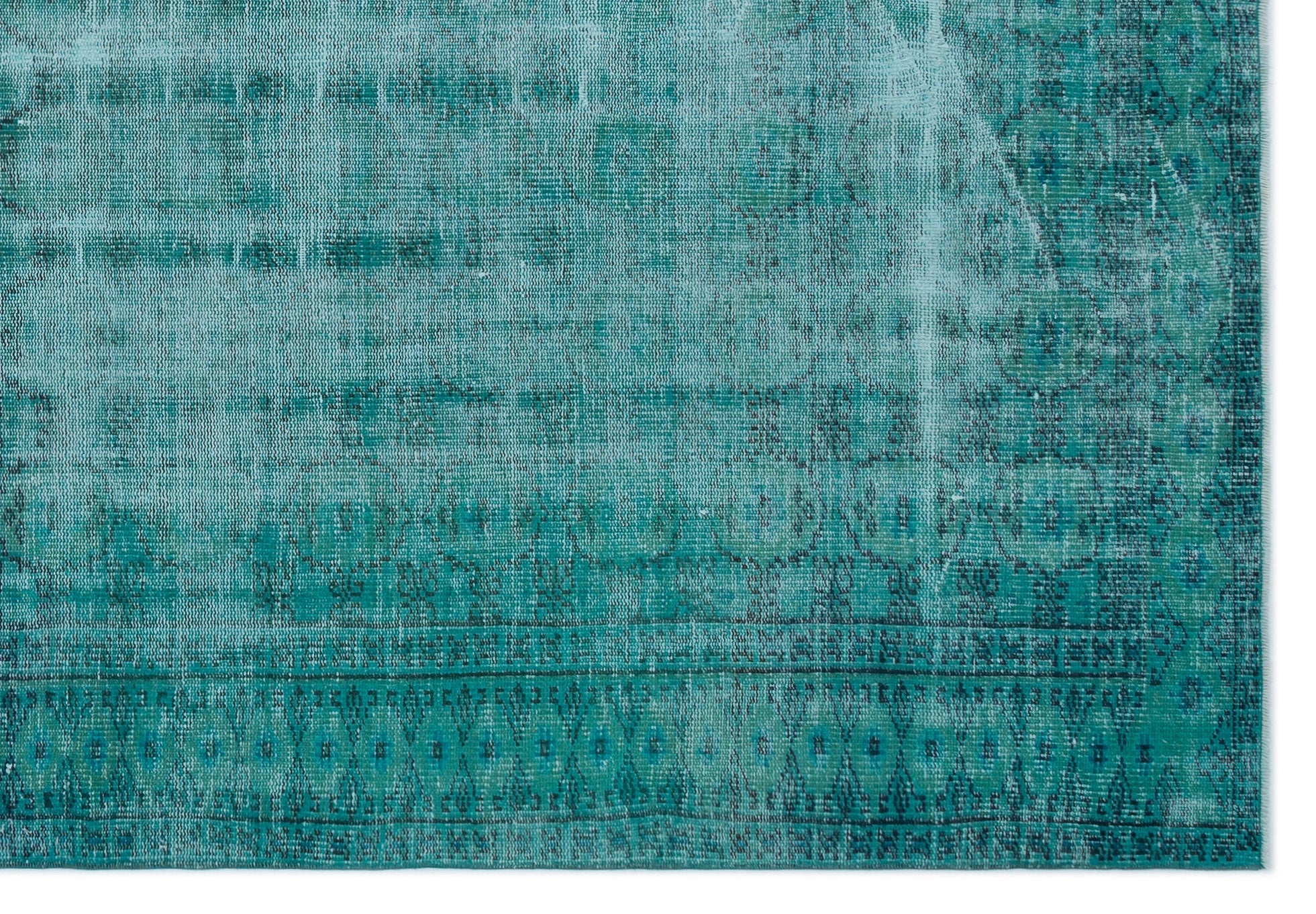 Atina Turquoise Vintage Wool Handmade Area Rug 6'7" x 9'3"