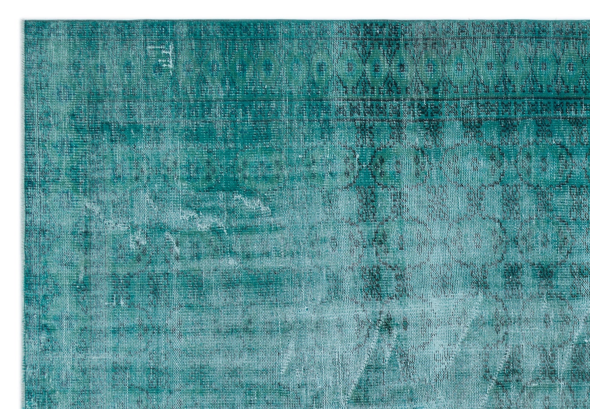 Atina Turquoise Vintage Wool Handmade Area Rug 6'7" x 9'3"