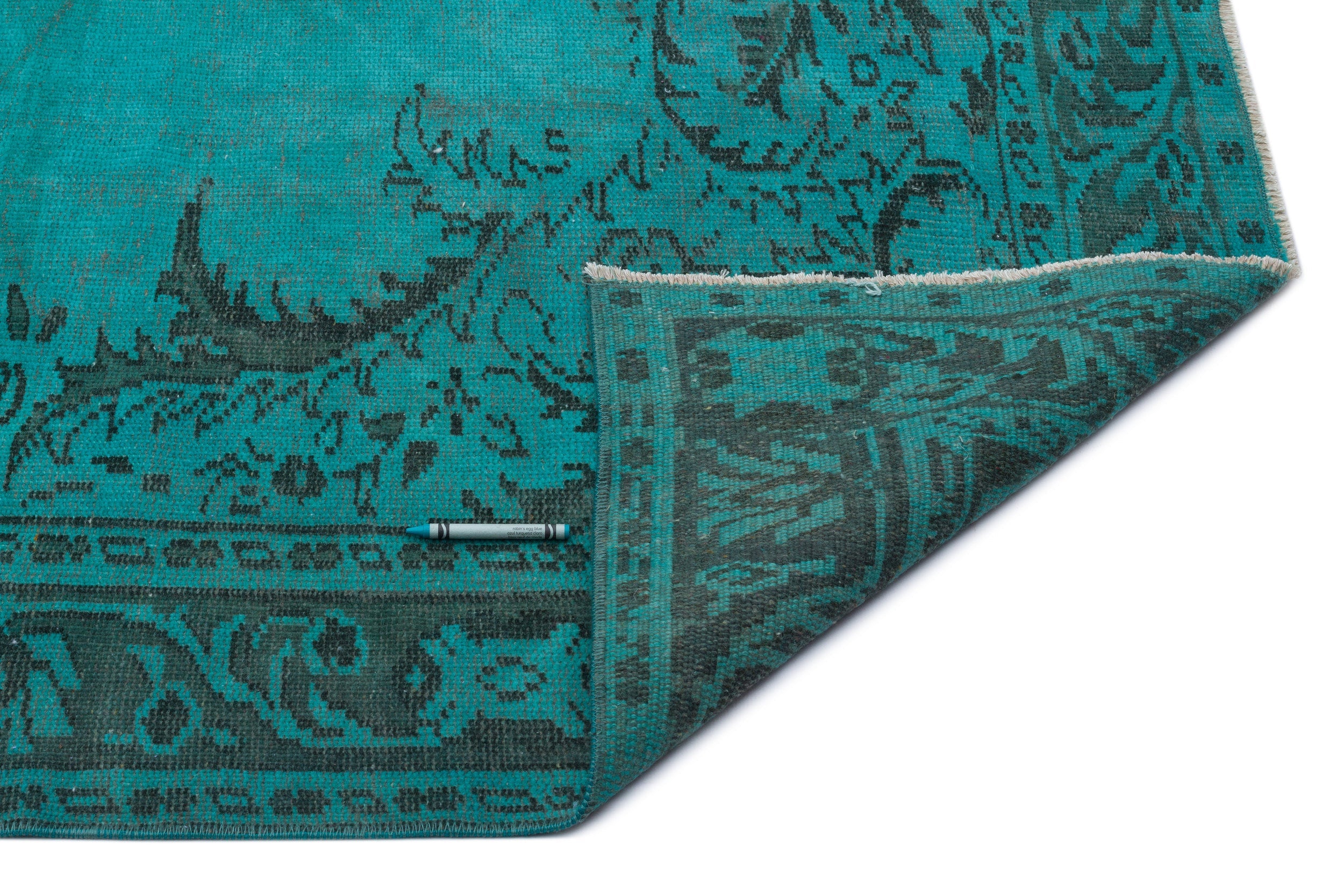 Atina Turquoise Vintage Wool Handmade Area Rug 5'5" x 9'4"