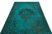 Atina Turquoise Vintage Wool Handmade Area Rug 5'5" x 9'4"