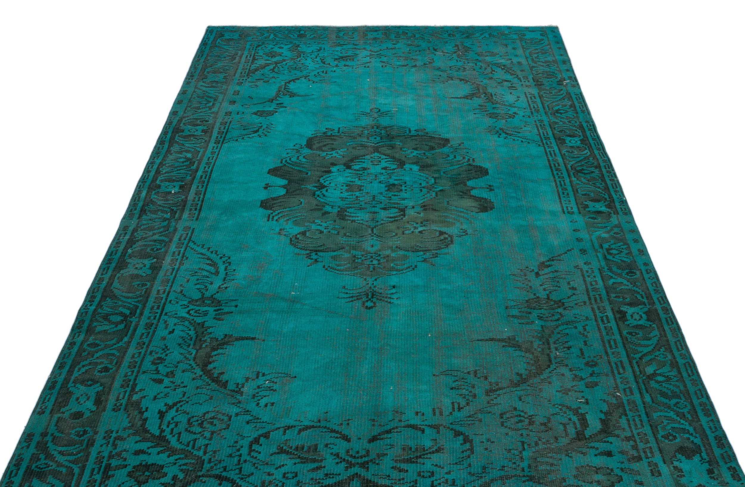 Atina Turquoise Vintage Wool Handmade Area Rug 5'5" x 9'4"