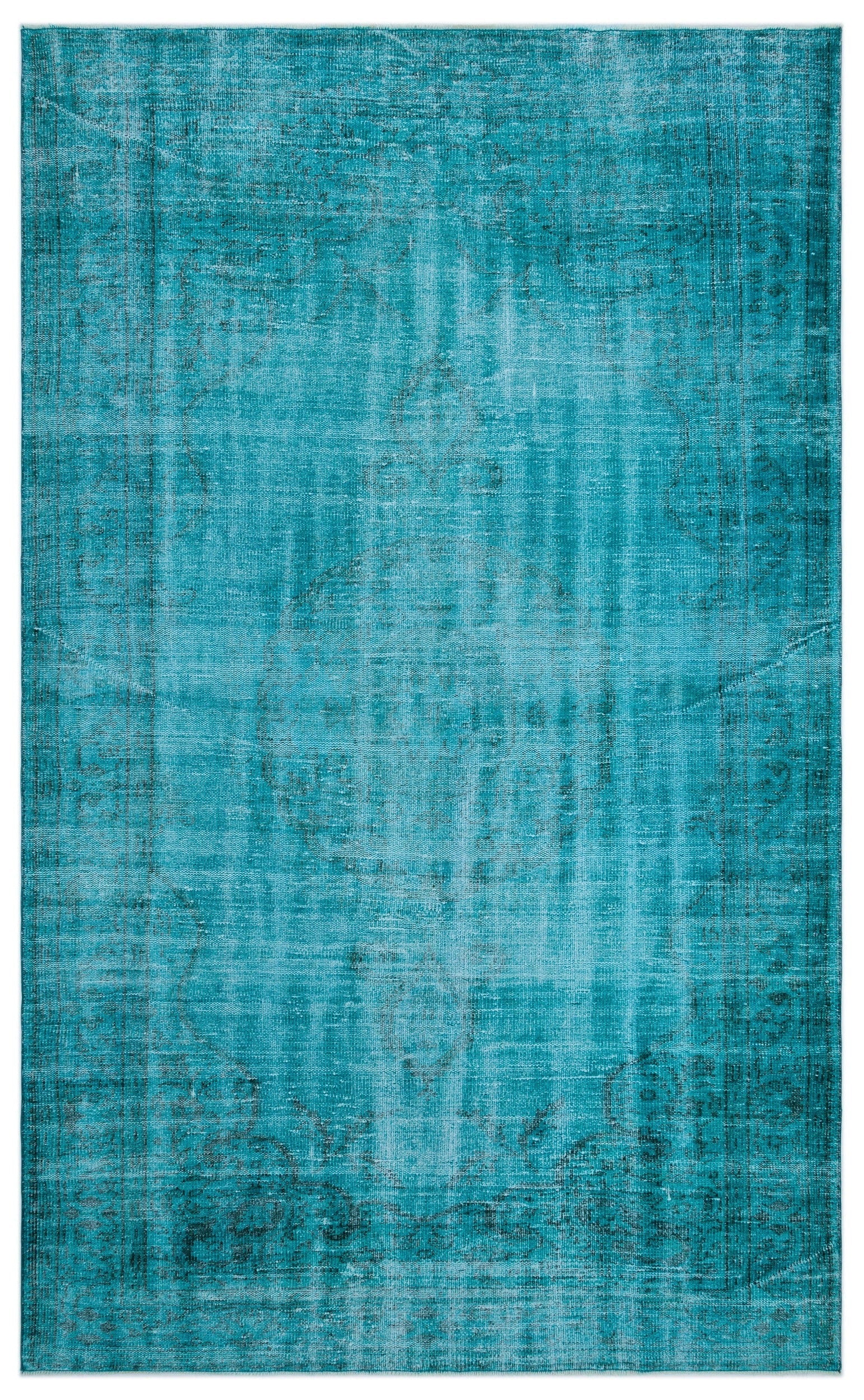 Atina Turquoise Vintage Wool Handmade Area Rug 6'1" x 10'1"
