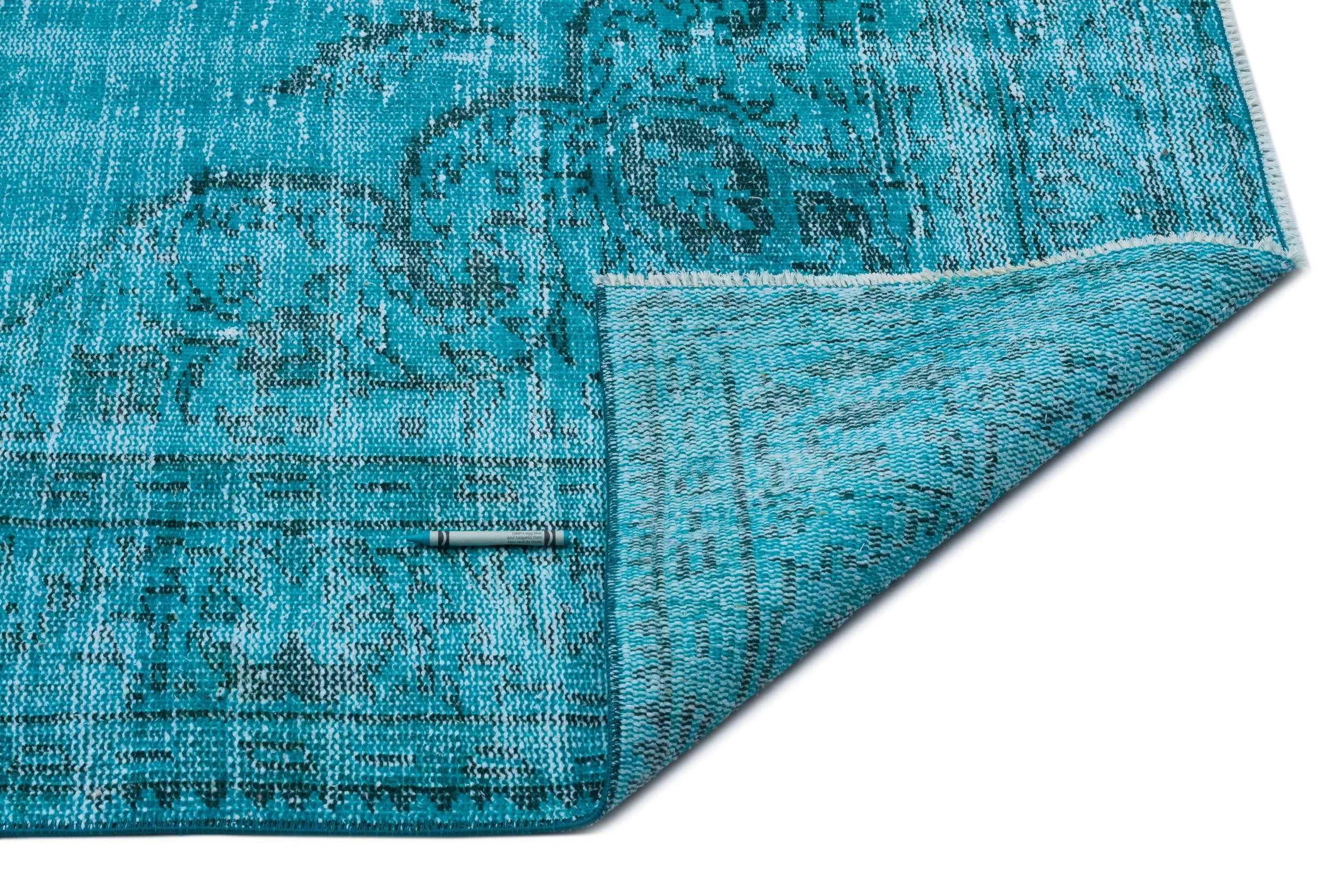 Atina Turquoise Vintage Wool Handmade Area Rug 6'1" x 10'1"