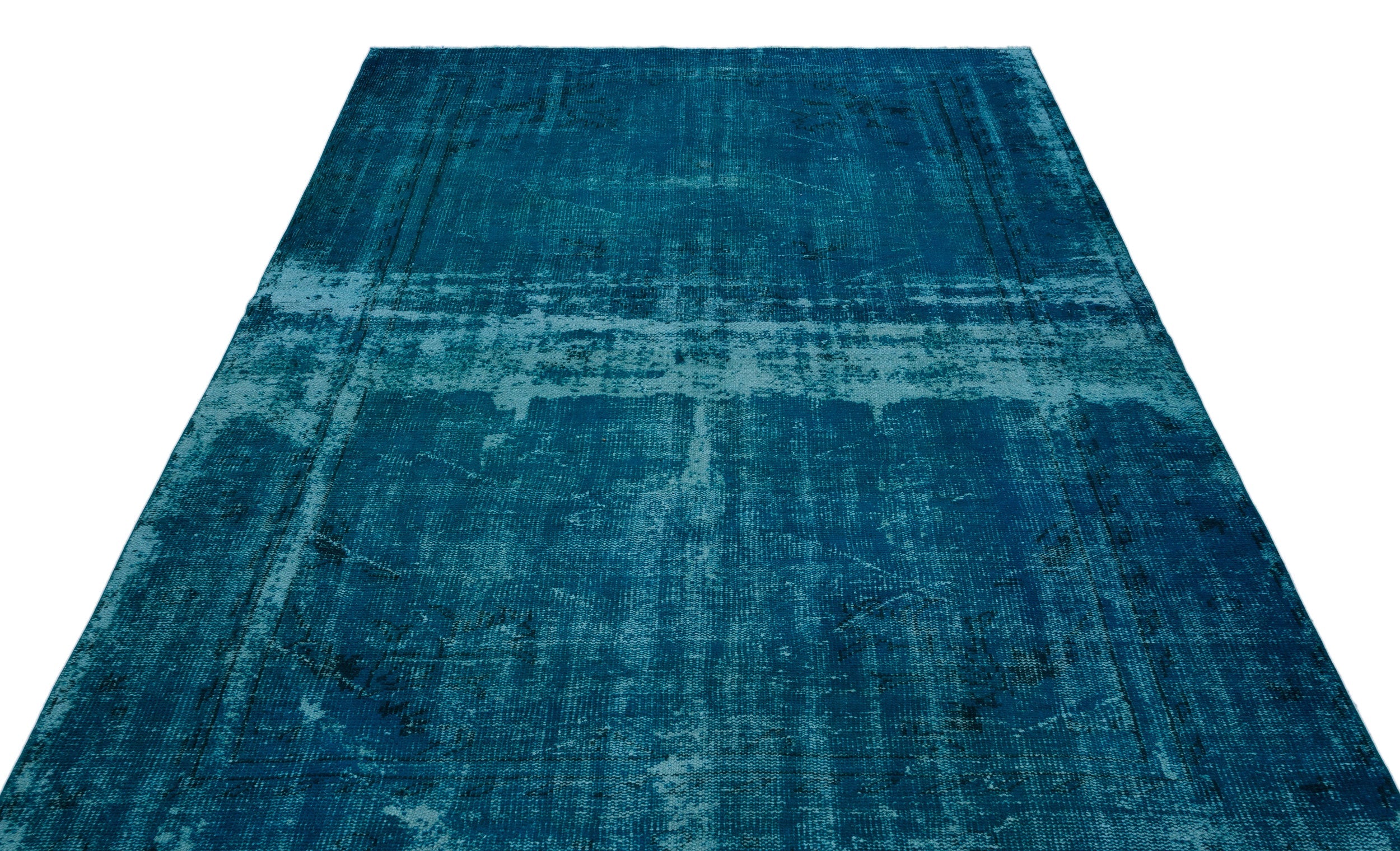 Atina Turquoise Vintage Wool Handmade Area Rug 5'7" x 9'9"
