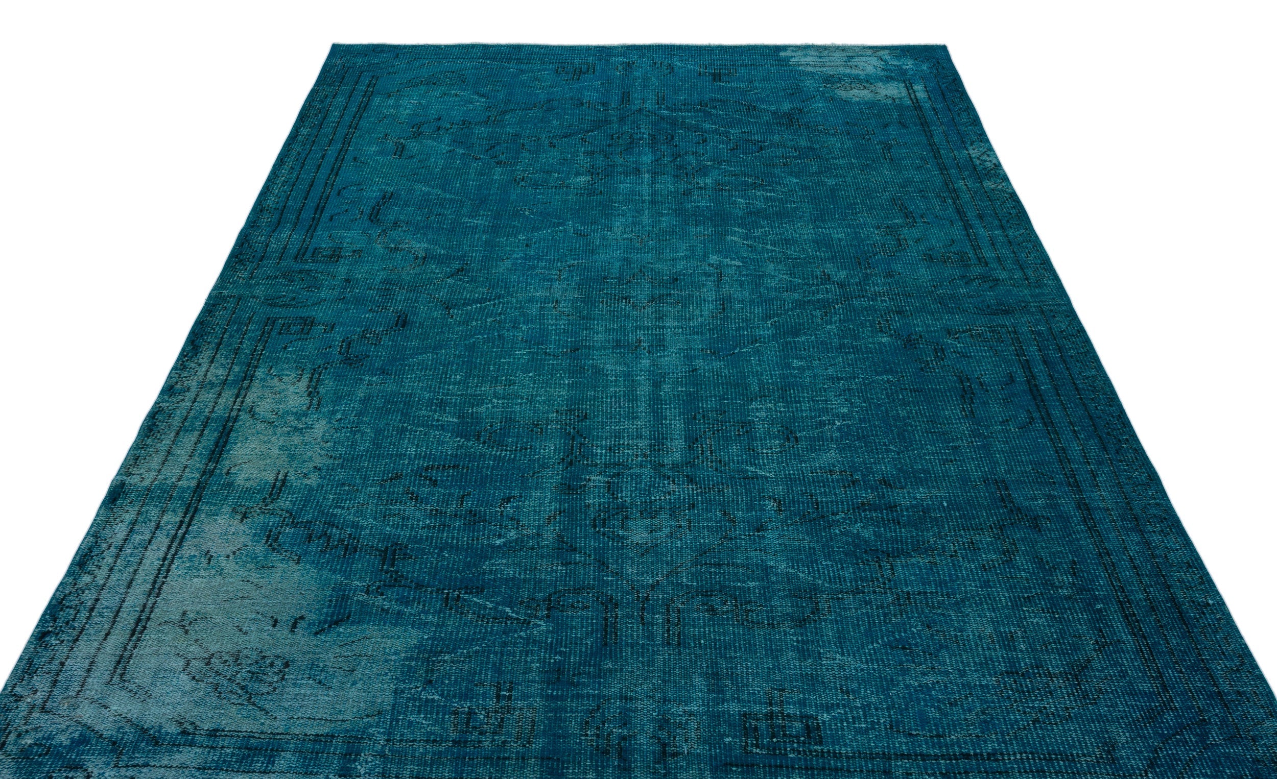 Atina Turquoise Vintage Wool Handmade Area Rug 5'9" x 9'6"