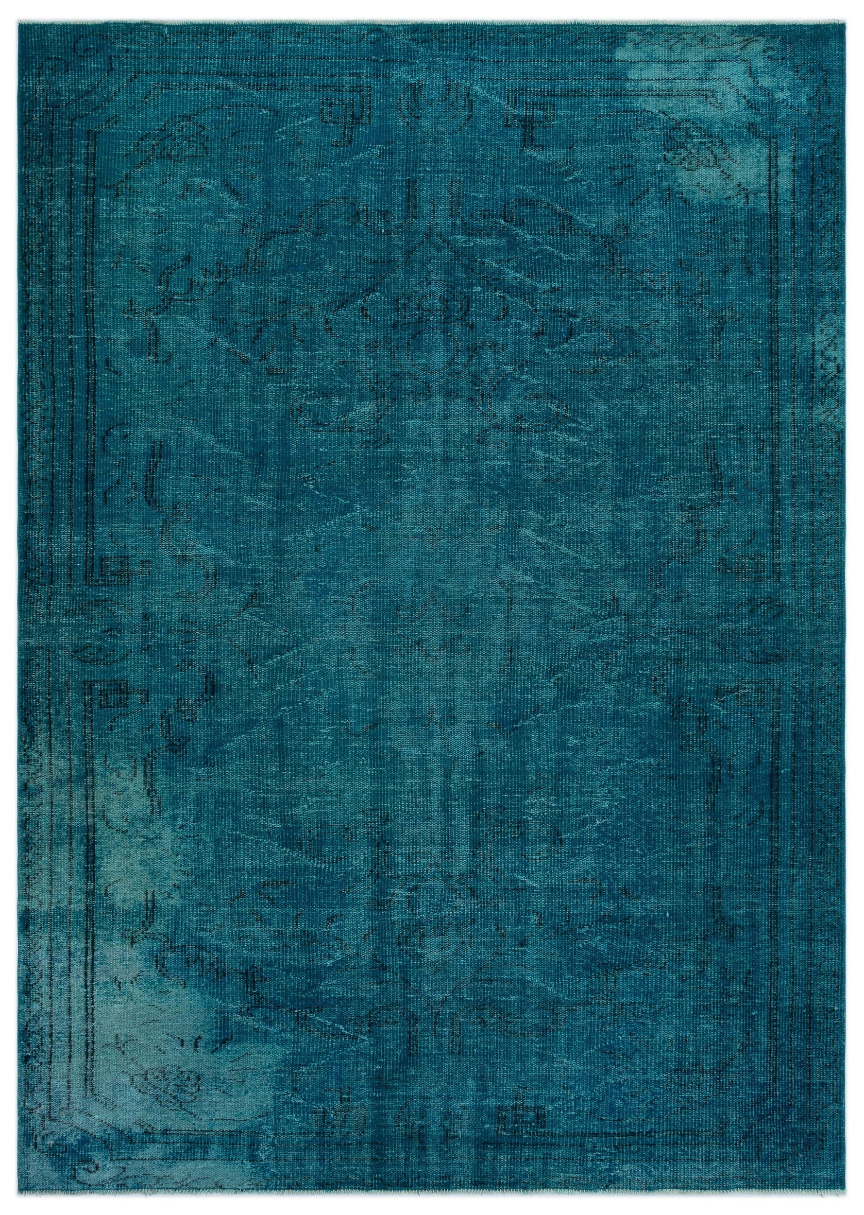 Atina Turquoise Vintage Wool Handmade Area Rug 5'9" x 9'6"