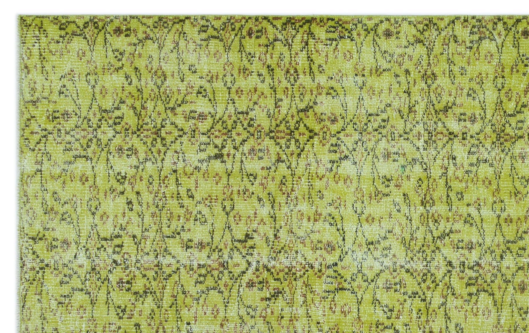 Atina Green Vintage Wool Handmade Area Rug 5'2" x 9'2"