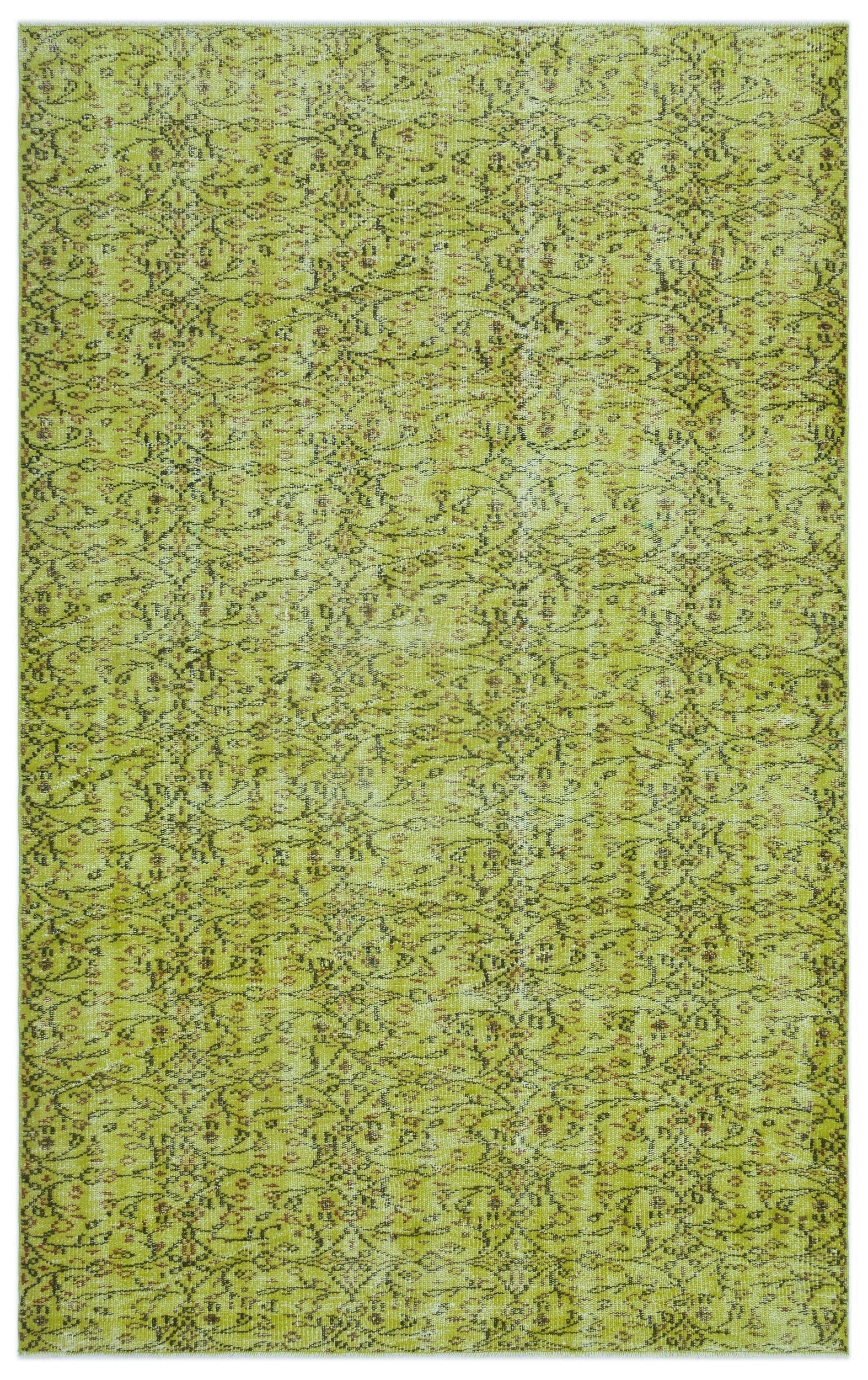 Atina Green Vintage Wool Handmade Area Rug 5'2" x 9'2"